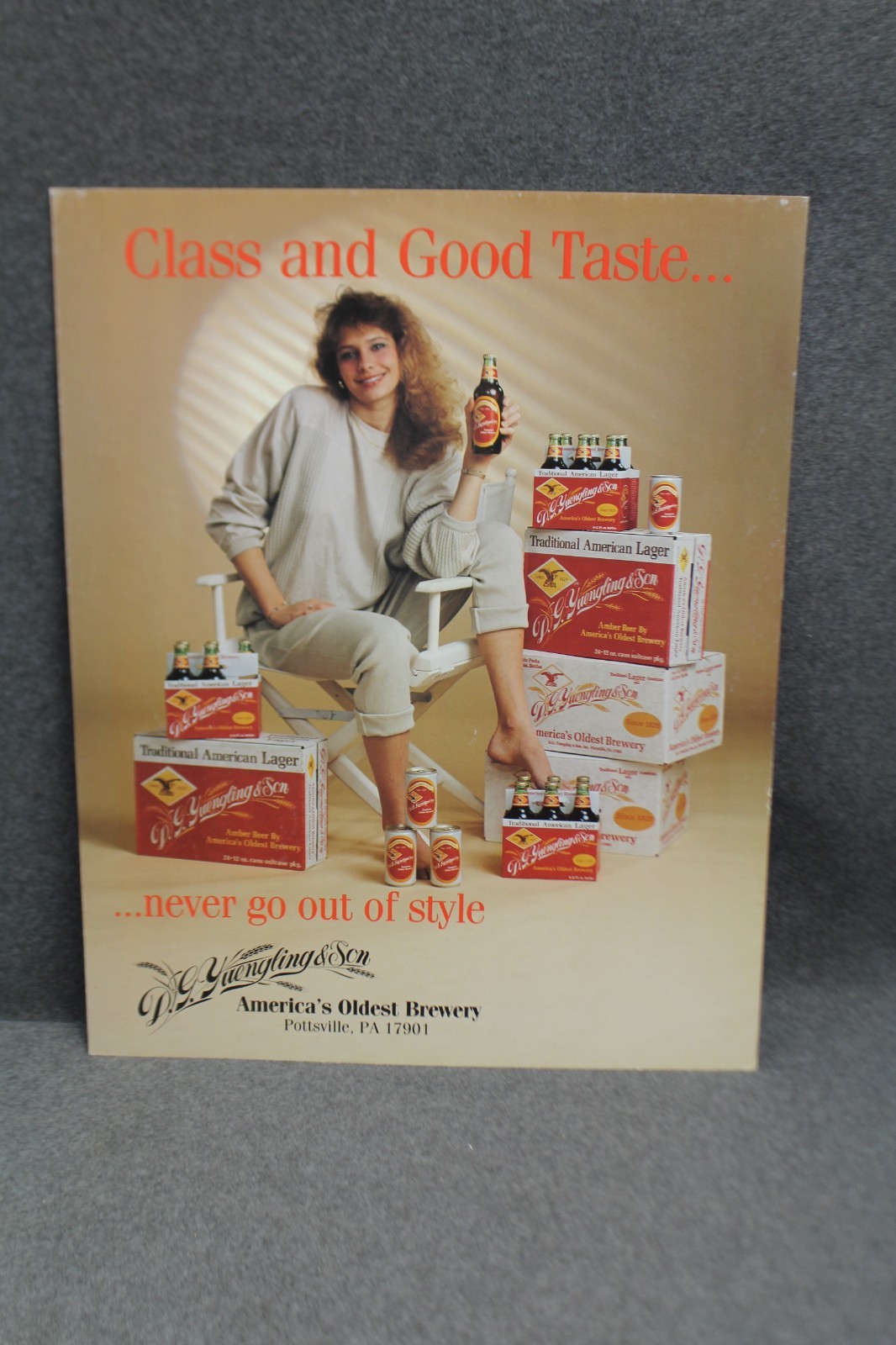 VINTAGE 1980\'s YUENGLING BEER CARDBOARD POSTER 20\