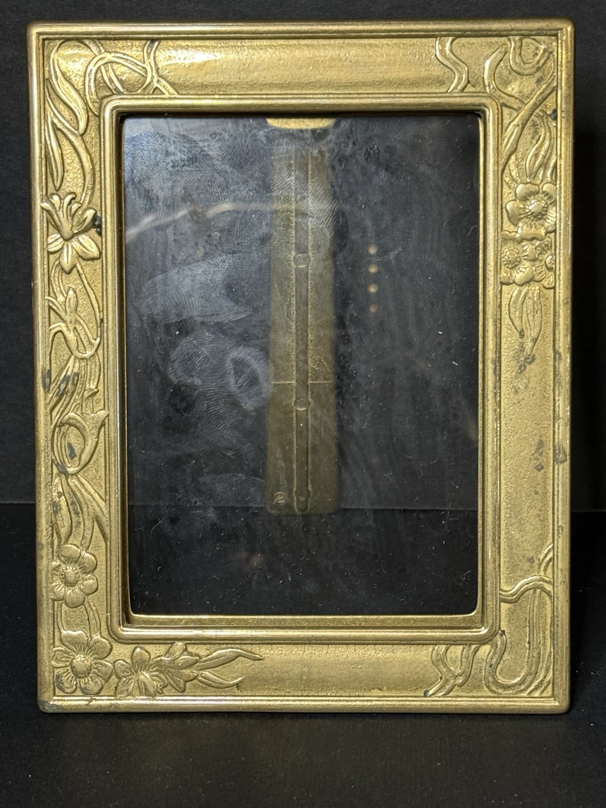 Antique Art Nouveau Ornate  Brass Picture Frame 