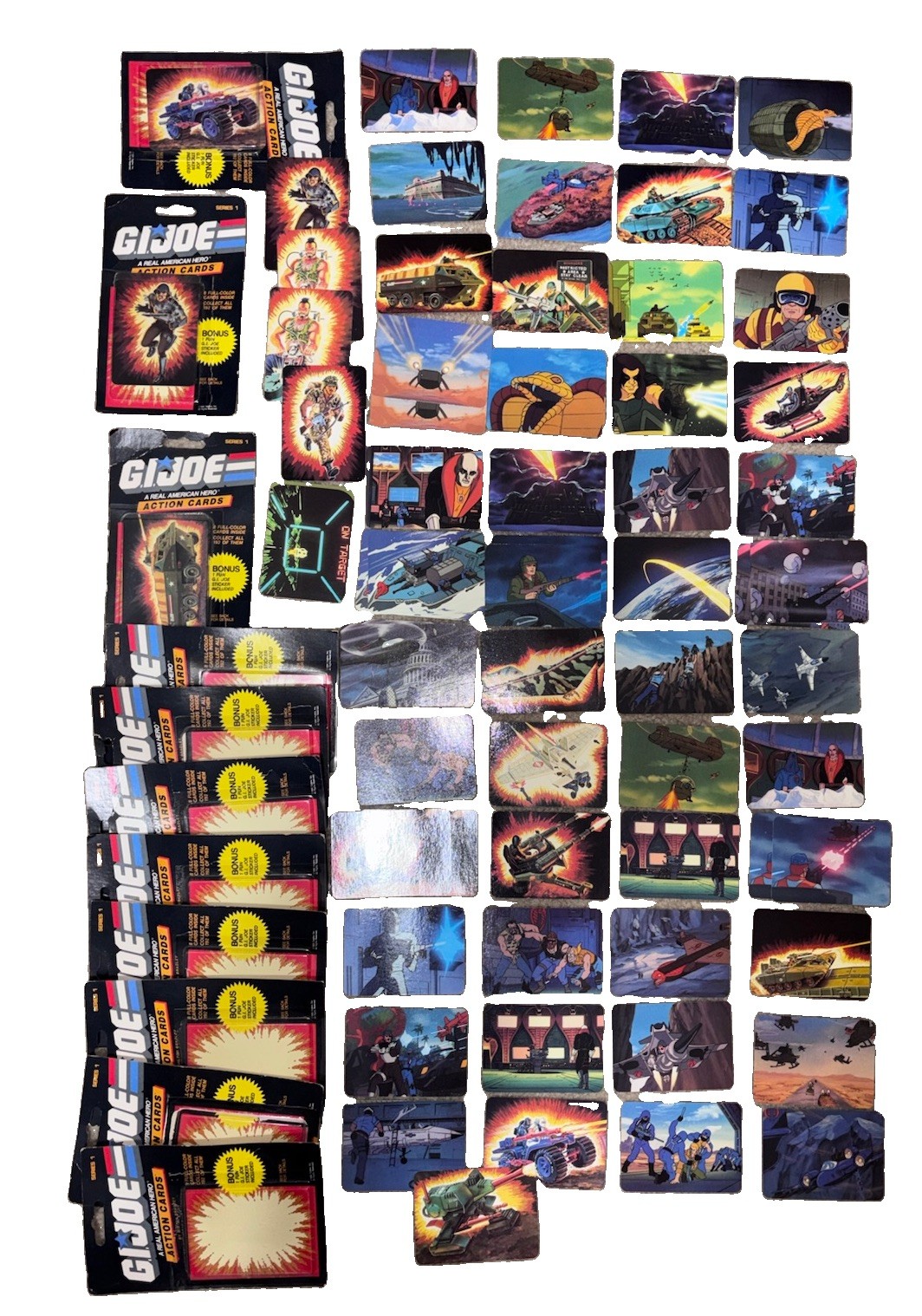 BIG GI Joe 1986 Card Lot (63) & Opened Packs