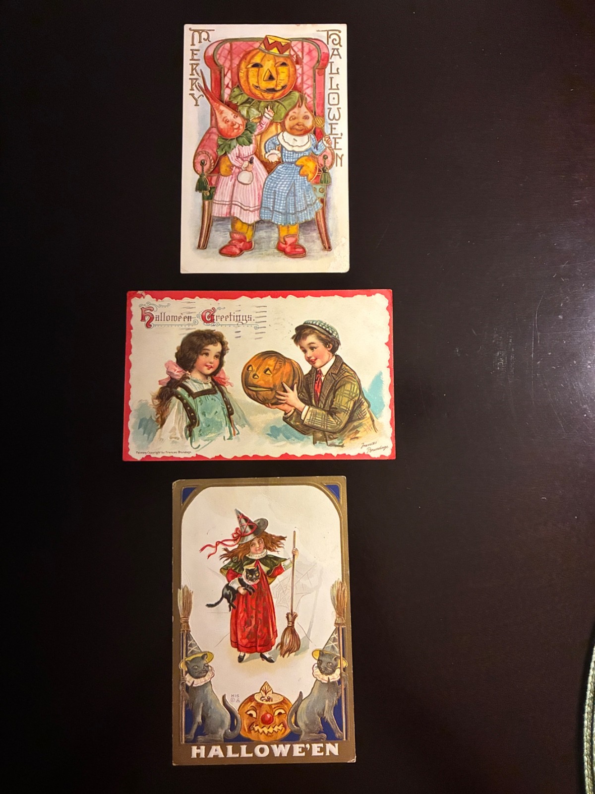 Lot of 3 Antique Vintage Halloween Postcards