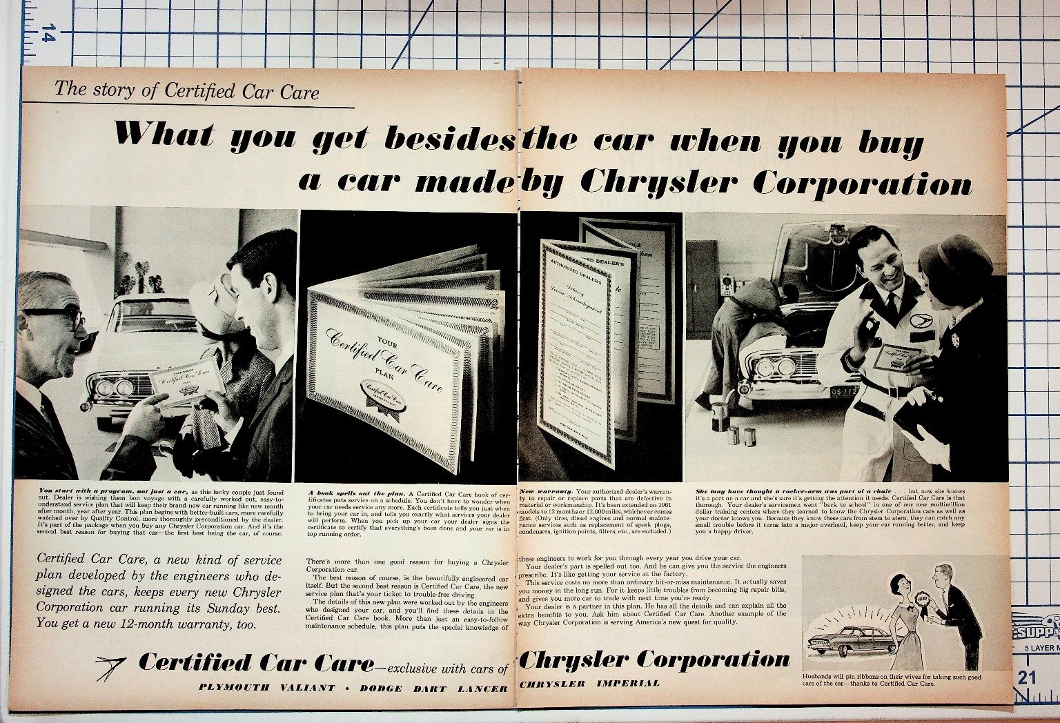 1960s Chrysler Corp Certified Car Care Service Plan Vintage Magazine Ad