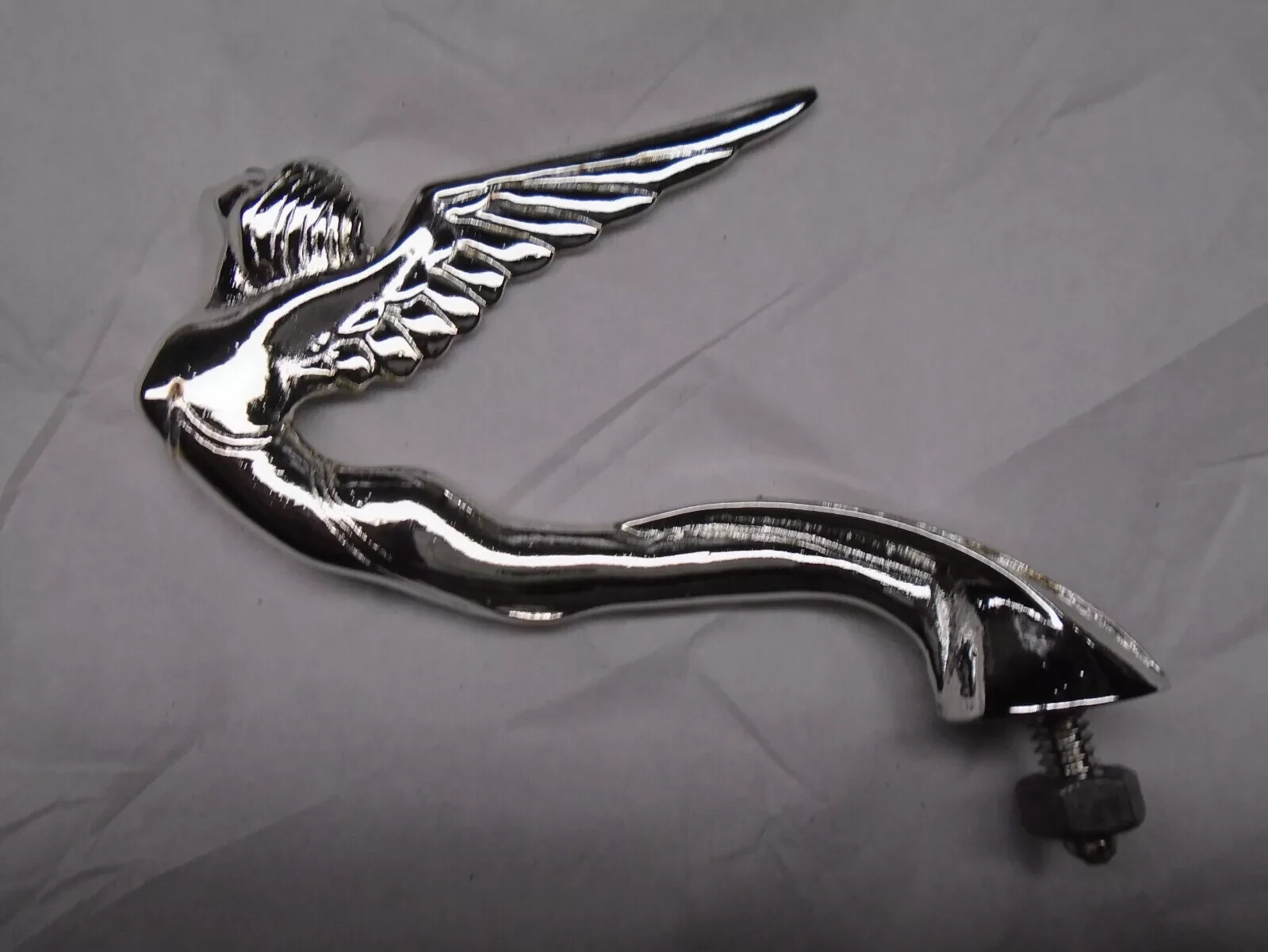 vintage rare 1930 flying lady winged goddess  car hood ornament  chrome plated