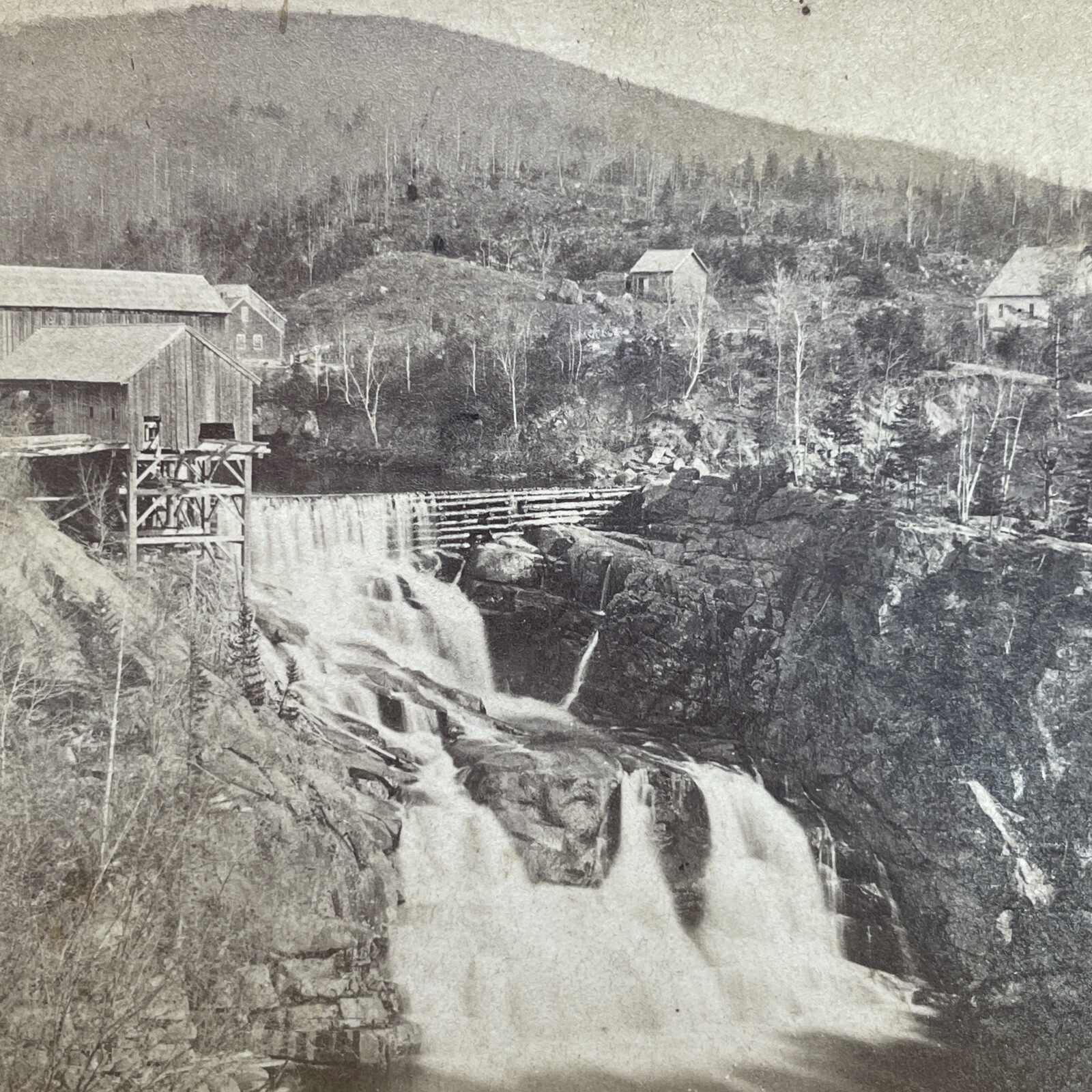 Goodrich Falls Bartlett NH Stereoview N.W. Pease American Scenery 1870s Mill