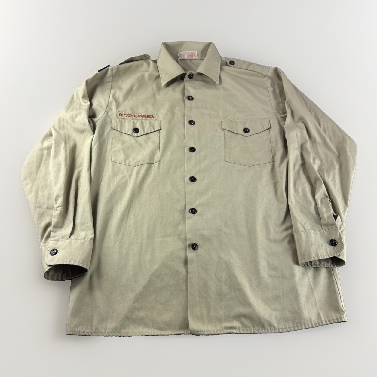 Vintage Boy Scouts of America Mens L Shirt Beige Long Sleeve Made in USA READ
