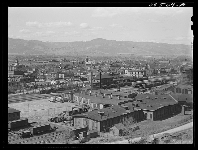 Photo:Missoula Montana 1942 Cityscape Railroad View