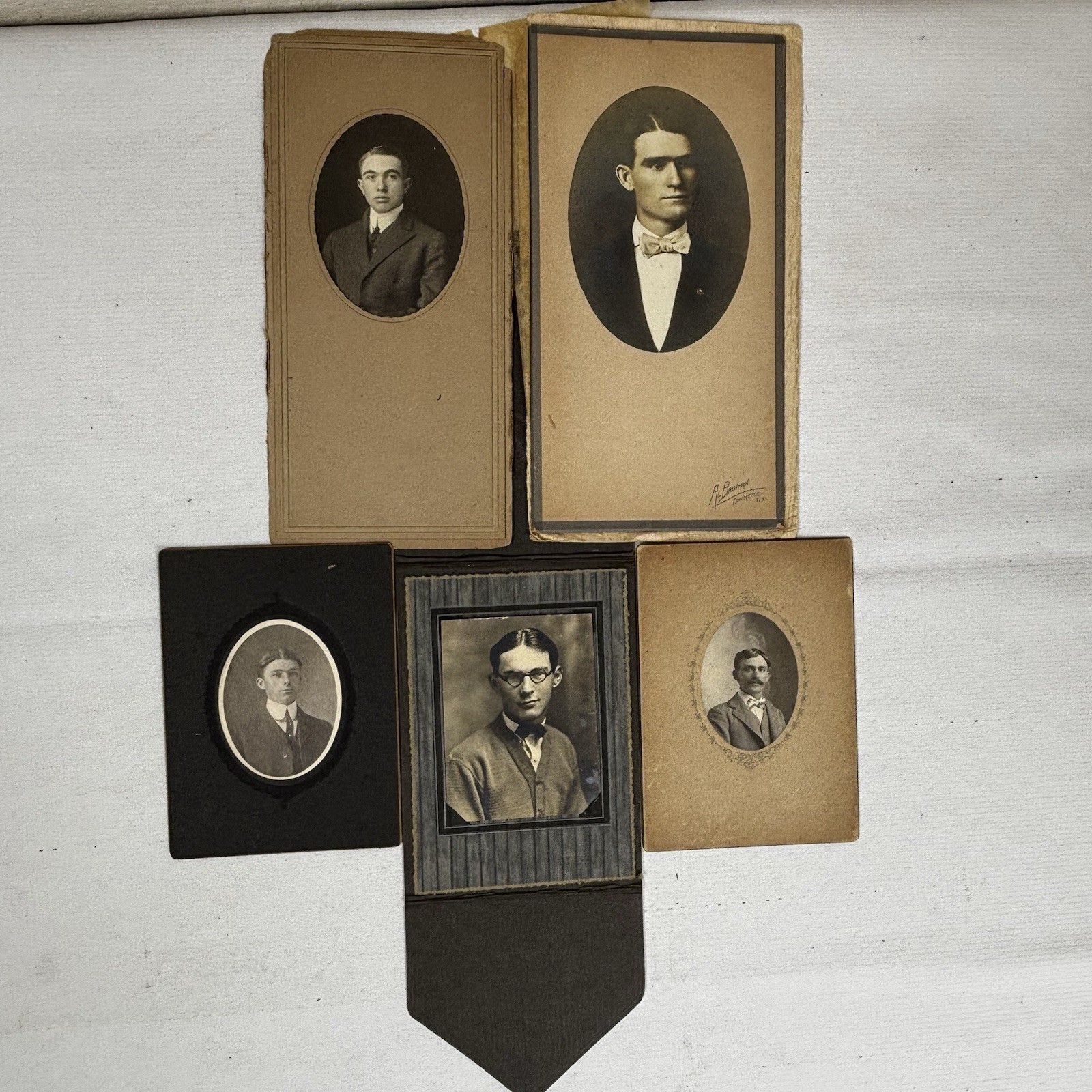 creepy Antique Portrait Photo Lot 5 Original Mounted Portraits