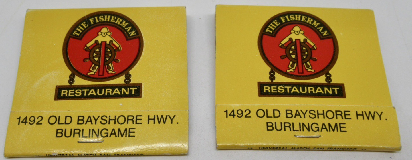 The Fisherman Restaurant Burlingame California Bayshore Hwy Matchbook LOT of Two