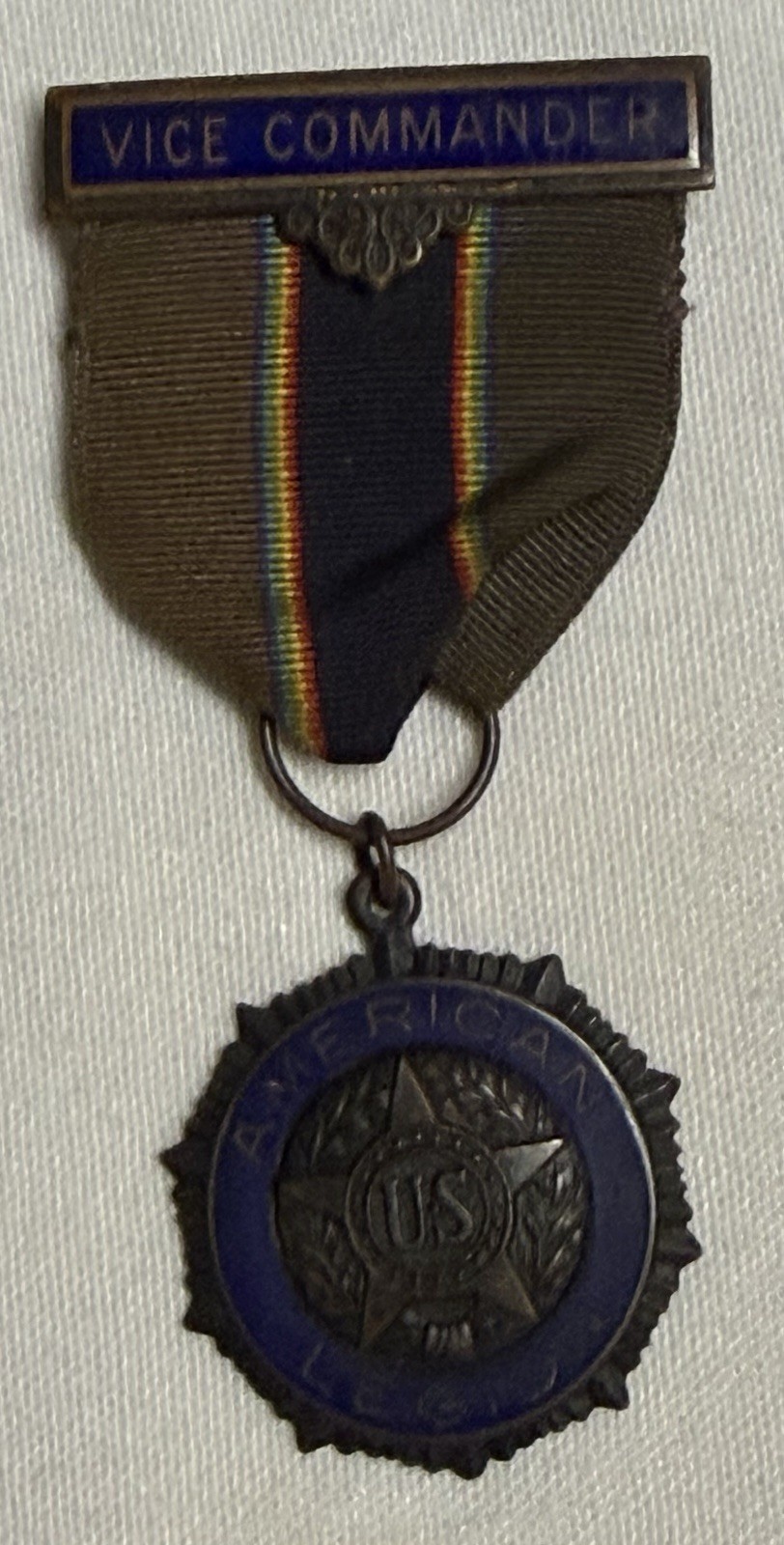 1940s Antique Old Vintage American Legion Commander Badge Medal Pin Ribbon