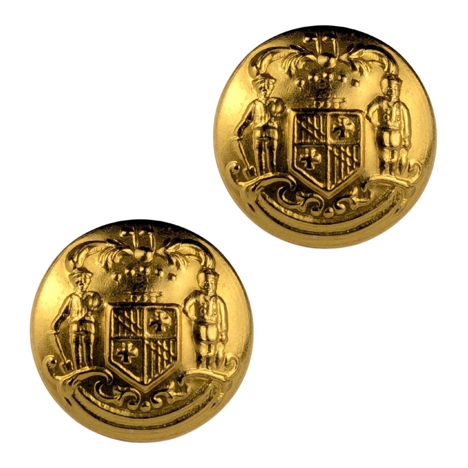 Maryland State Seal Button Pair (2x) - 24 Ligne - Gold Finish - Swedge Backing