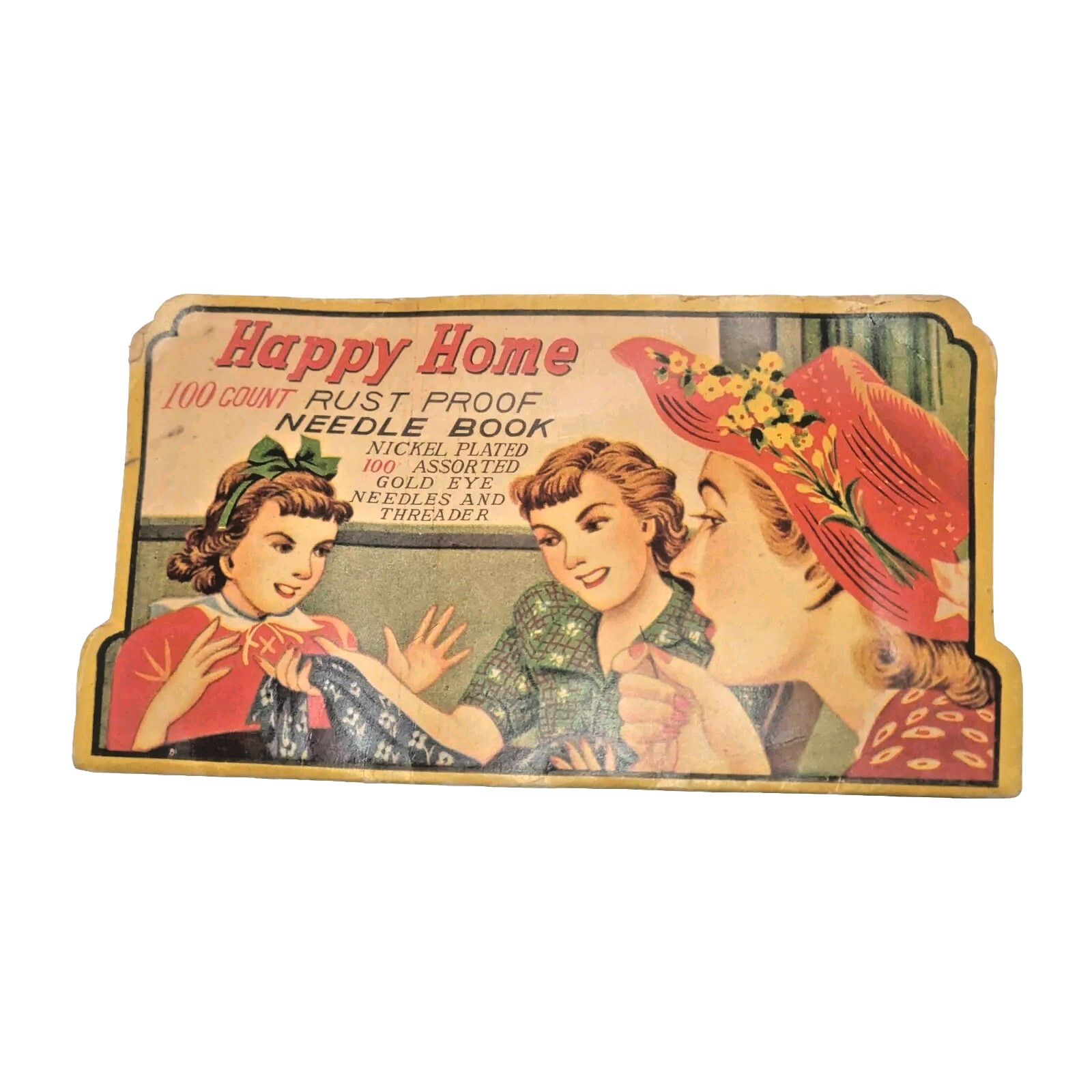 Vintage Sew Smart Rust Proof Assorted Needle Book Happy Home c.1930\'s-1940\'s
