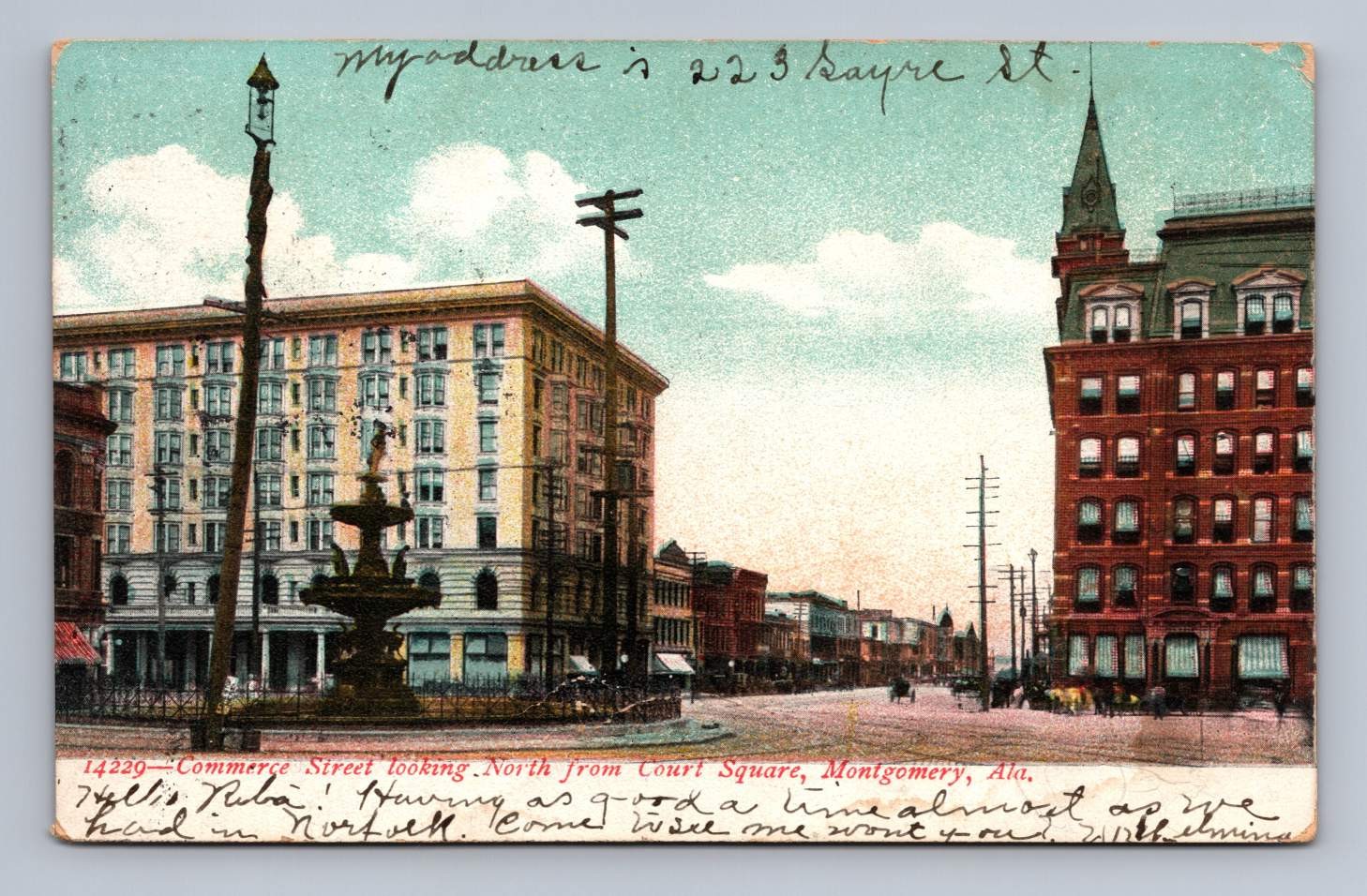 Demopolis Antique Alabama Postcard MONTGOMERY Commerce Street Court Square 1911