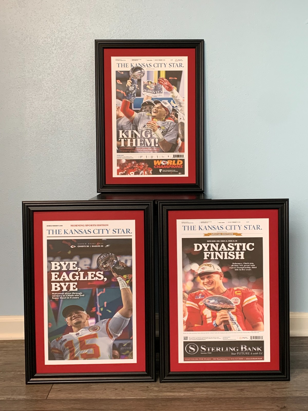 Kansas City Chiefs Super Bowl Champions Framed & Matted Front Page Newspaper Set