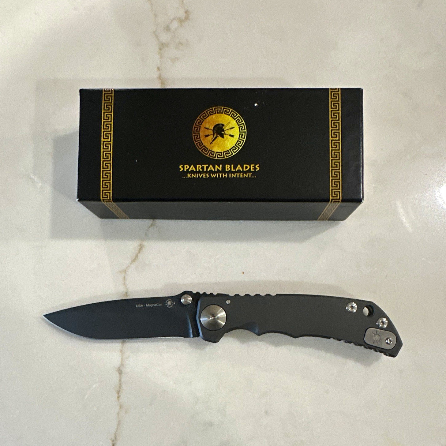 Spartan Harsey Folder SF5BK Titanium CPM MagnaCut Drop Point Plain Frame Lock