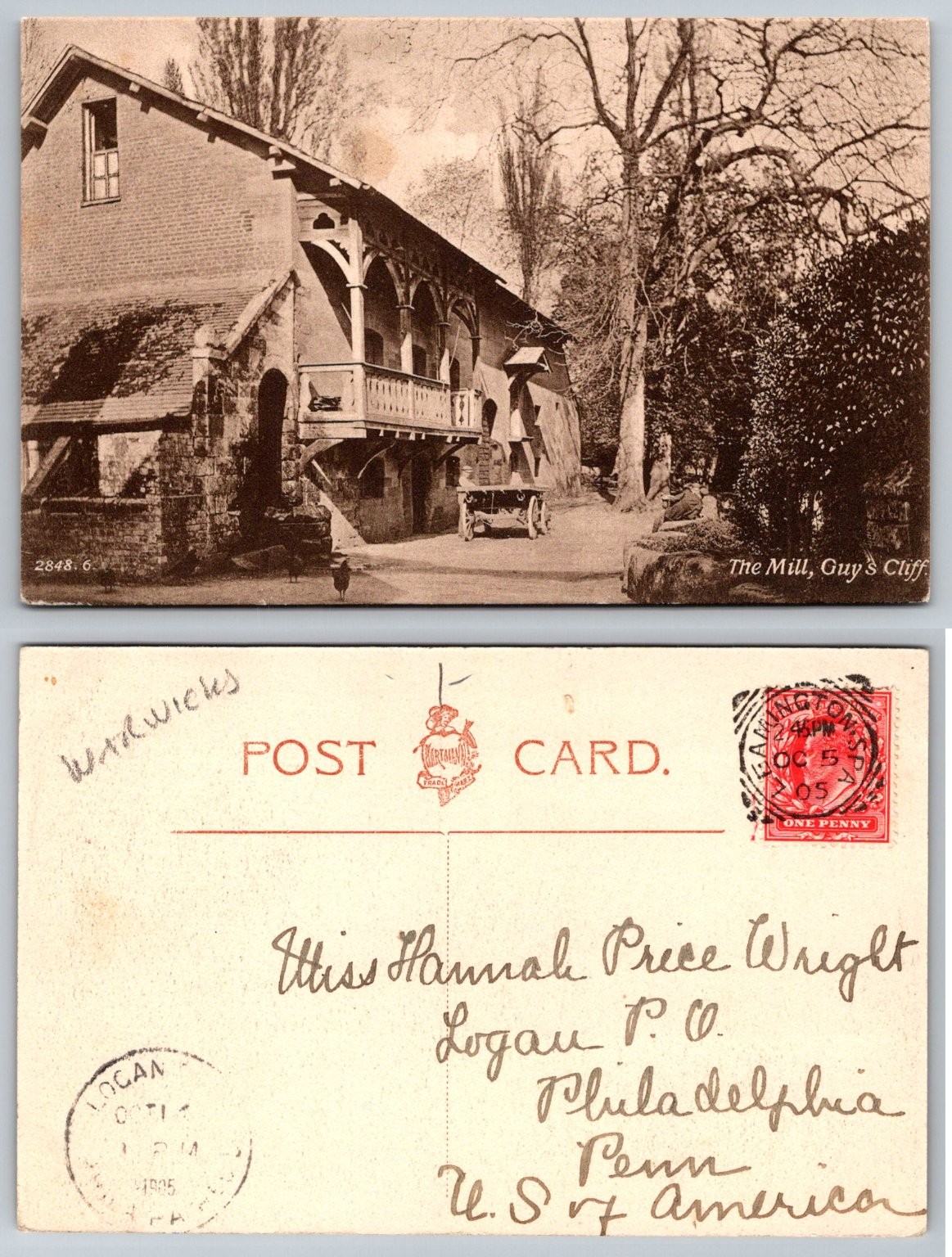 Guy's Cliff Mill Warwick England 1905 Postcard Edwardian Architecture