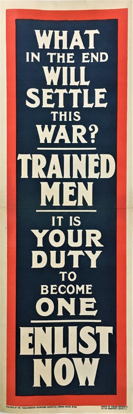 Rare & Original British WWI Recruiting Poster - 