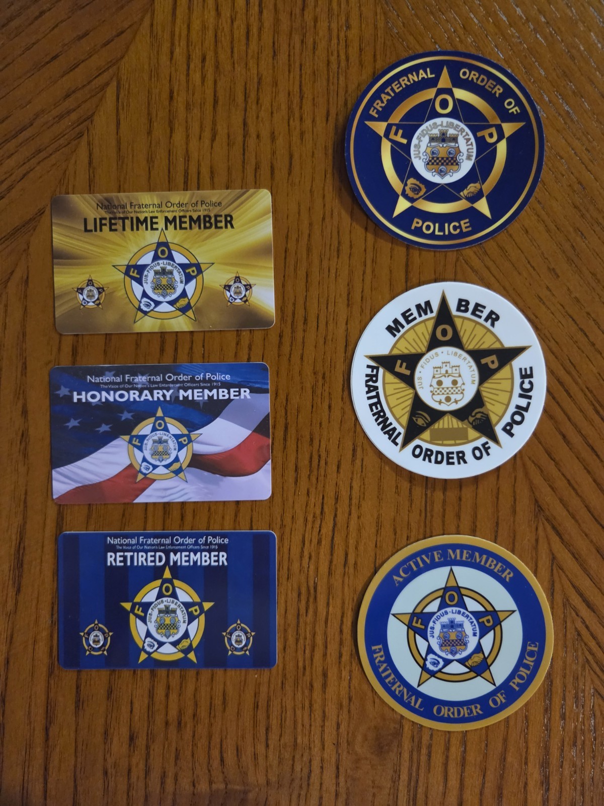  6 Pc - F.O.P. Supporter Lot - PVC cards - UV VINYL DECALS 