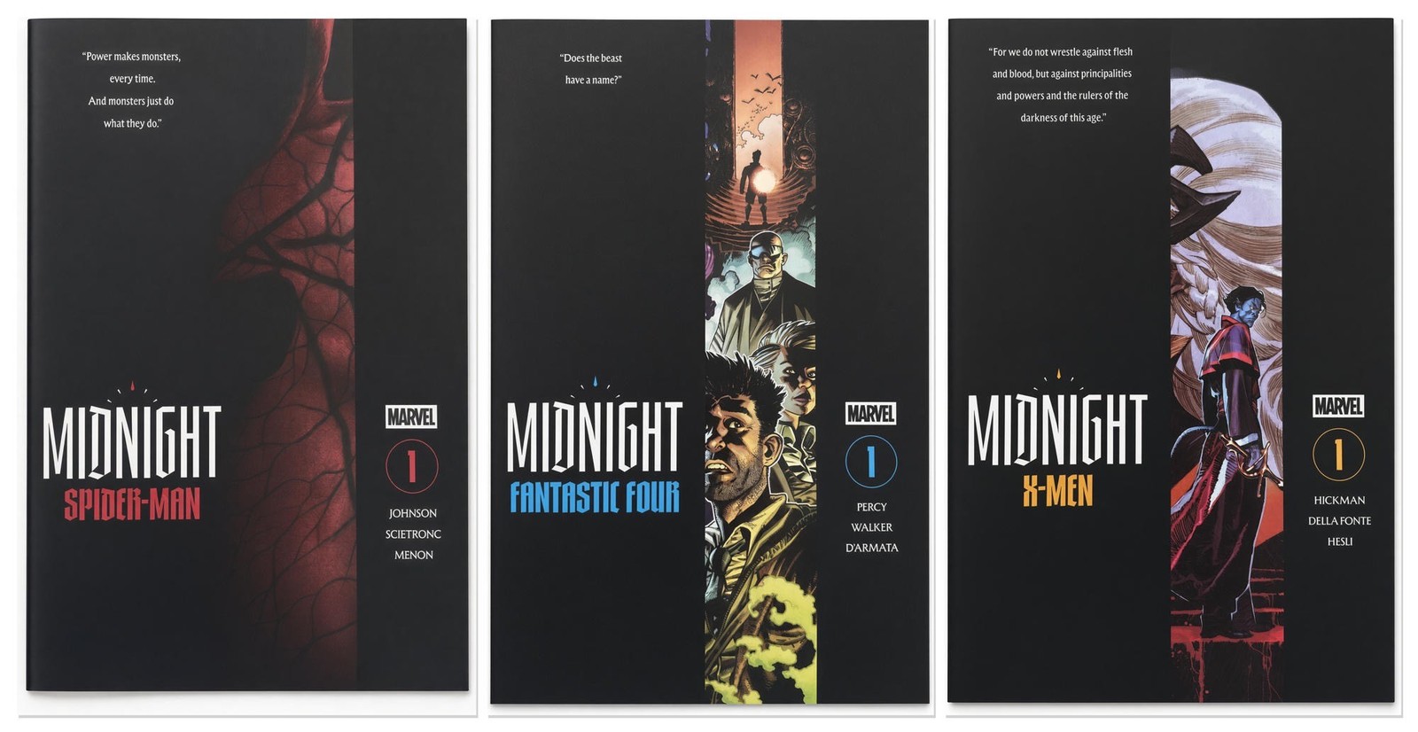 Midnight Spider-Man X-Men Fantastic Four #1 Cover A Marvel 3-Book Bundle