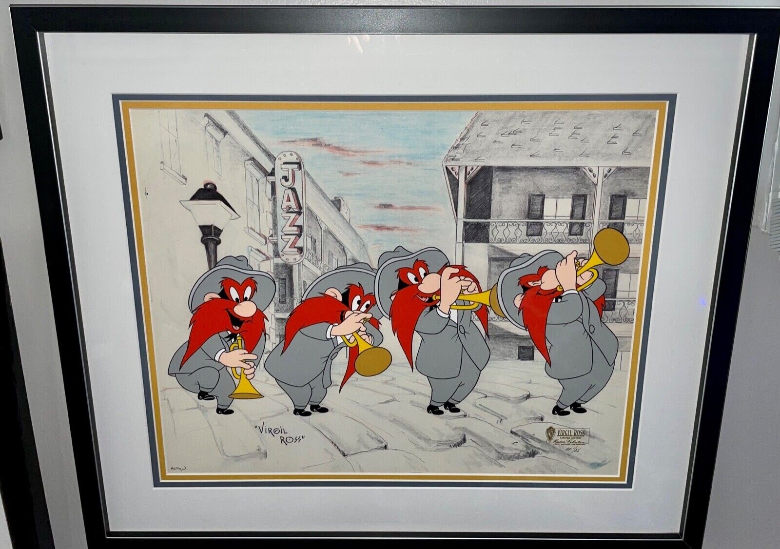Warner Bros Yosemite Sam Cel Virgil Ross Signed The Jazz Player #1 Artist Proof