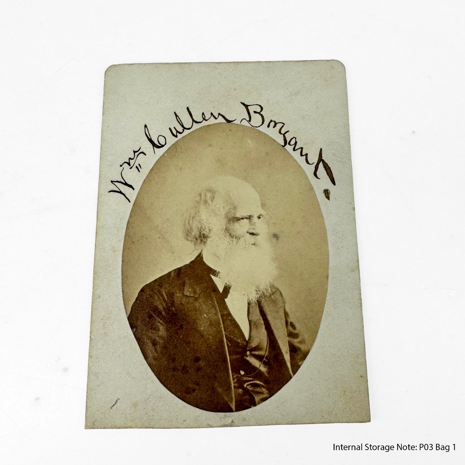Antique CDV William Cullen Bryant Signed Inscription Carte de Visite Photograph