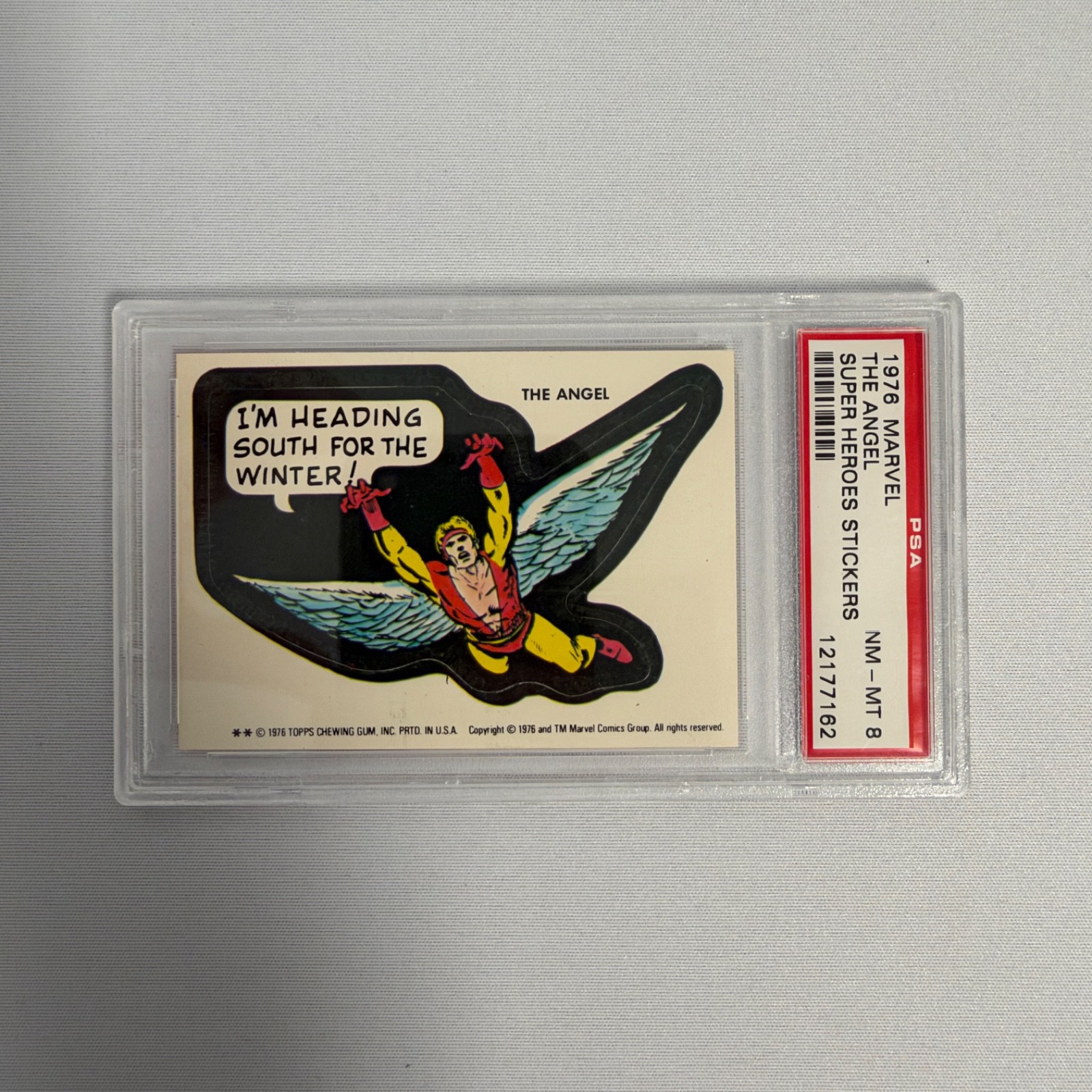 1976 Topps Marvel • The Angel • Super Heroes Stickers • PSA 8