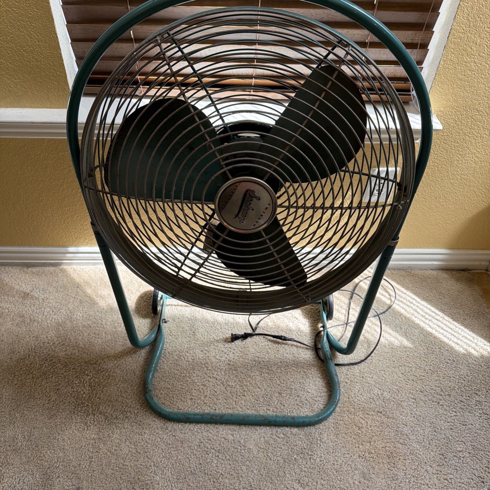 1950s Mid-Century Emerson Electric Seabreeze Roll-About Adjustable 2-Speed Fan