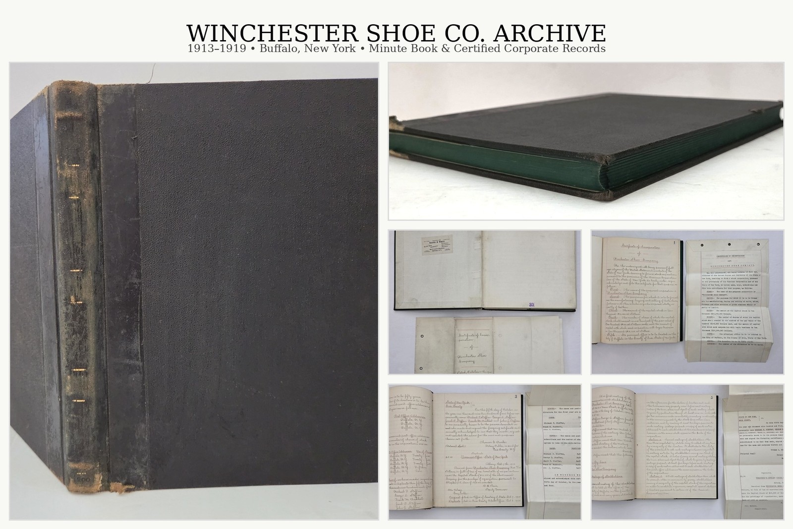 1913 antique WINCHESTER SHOE CO buffalo ny MINUTE BOOK LIQUIDATION archive 
