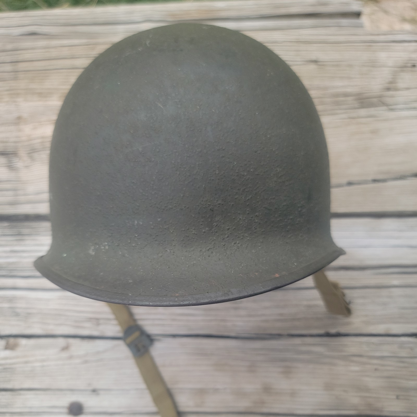 Vintage WWII McCord M1 Helmet Shell Rear Seam Heat Stamp 1267F Combat Pot