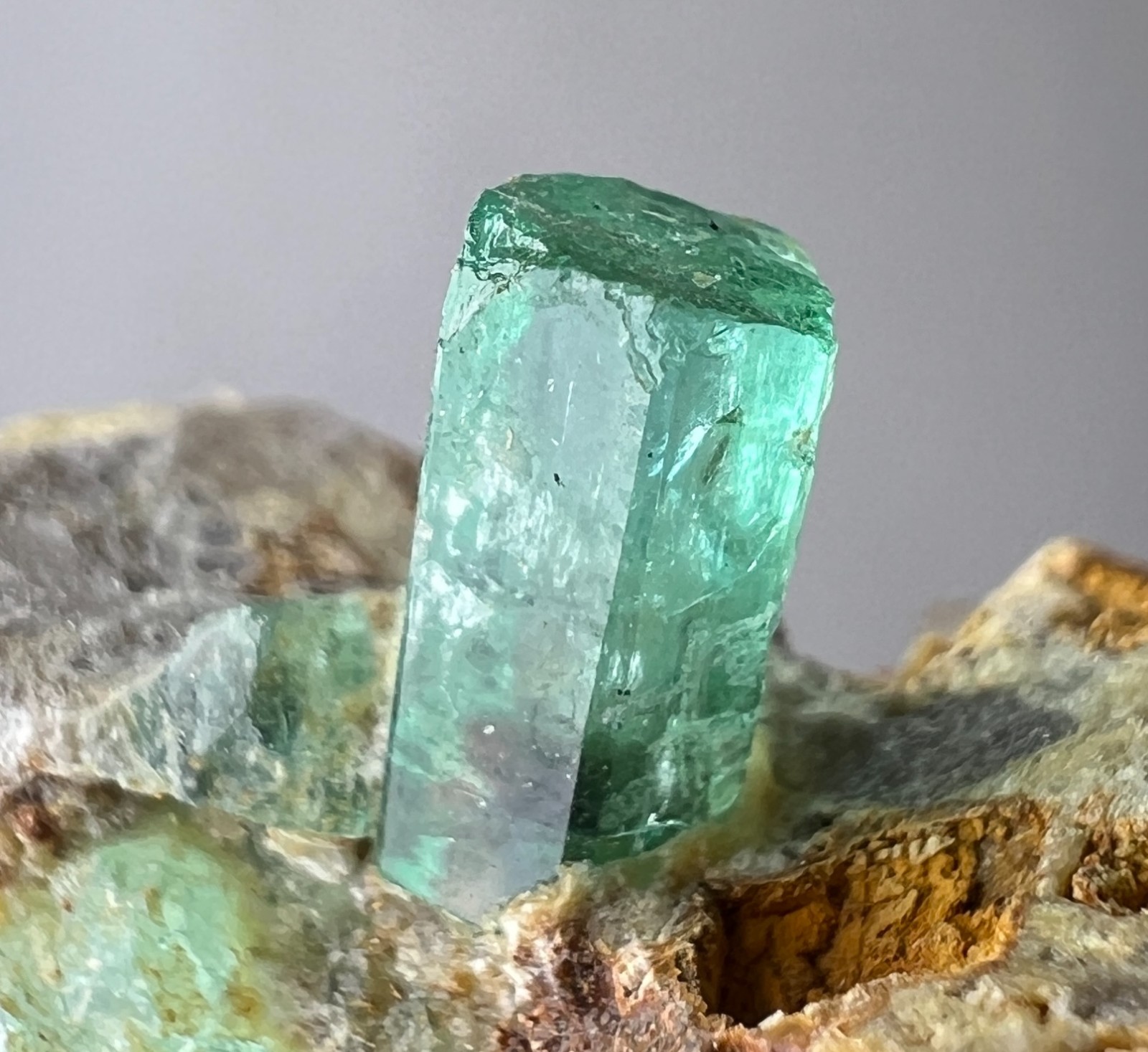 32 Ct Full Terminated Top Green Panjshir Emarald Crystal On Matrix @ Afg