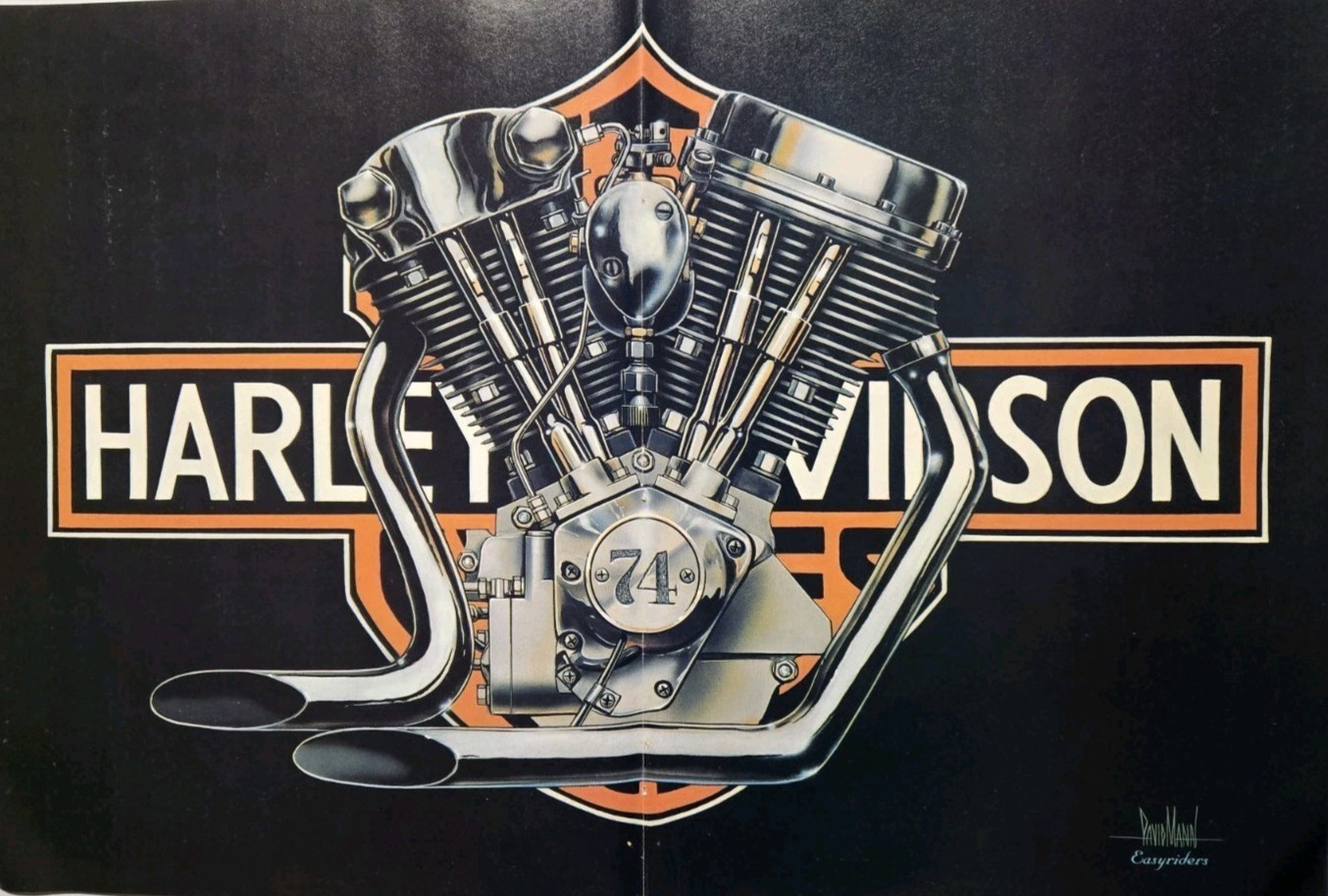 David Mann 1979 Easyriders Magazine Centerfold Harley Davidson Panhead 74 Biker
