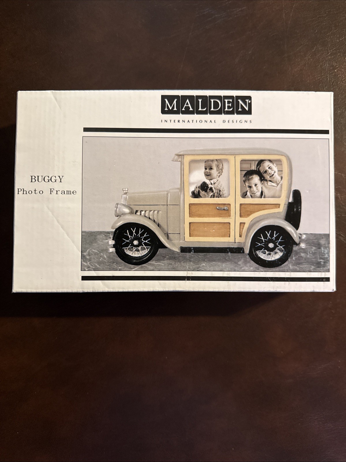 Malden International Designs Buggy Photo Frame Vintage Car Wood Look  a12