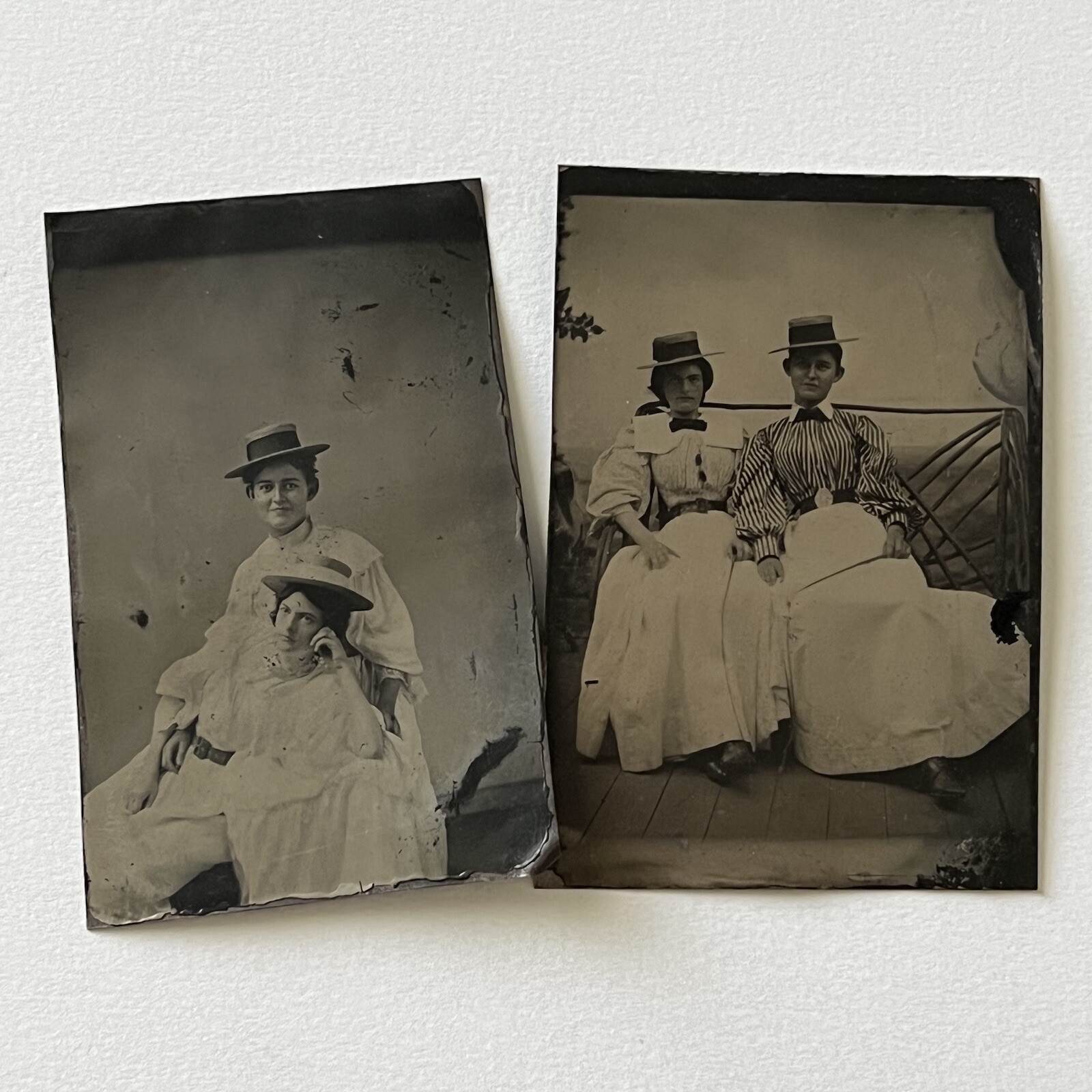 Antique Tintype Photograph Beautiful Affectionate Young Women Sapphic WLW