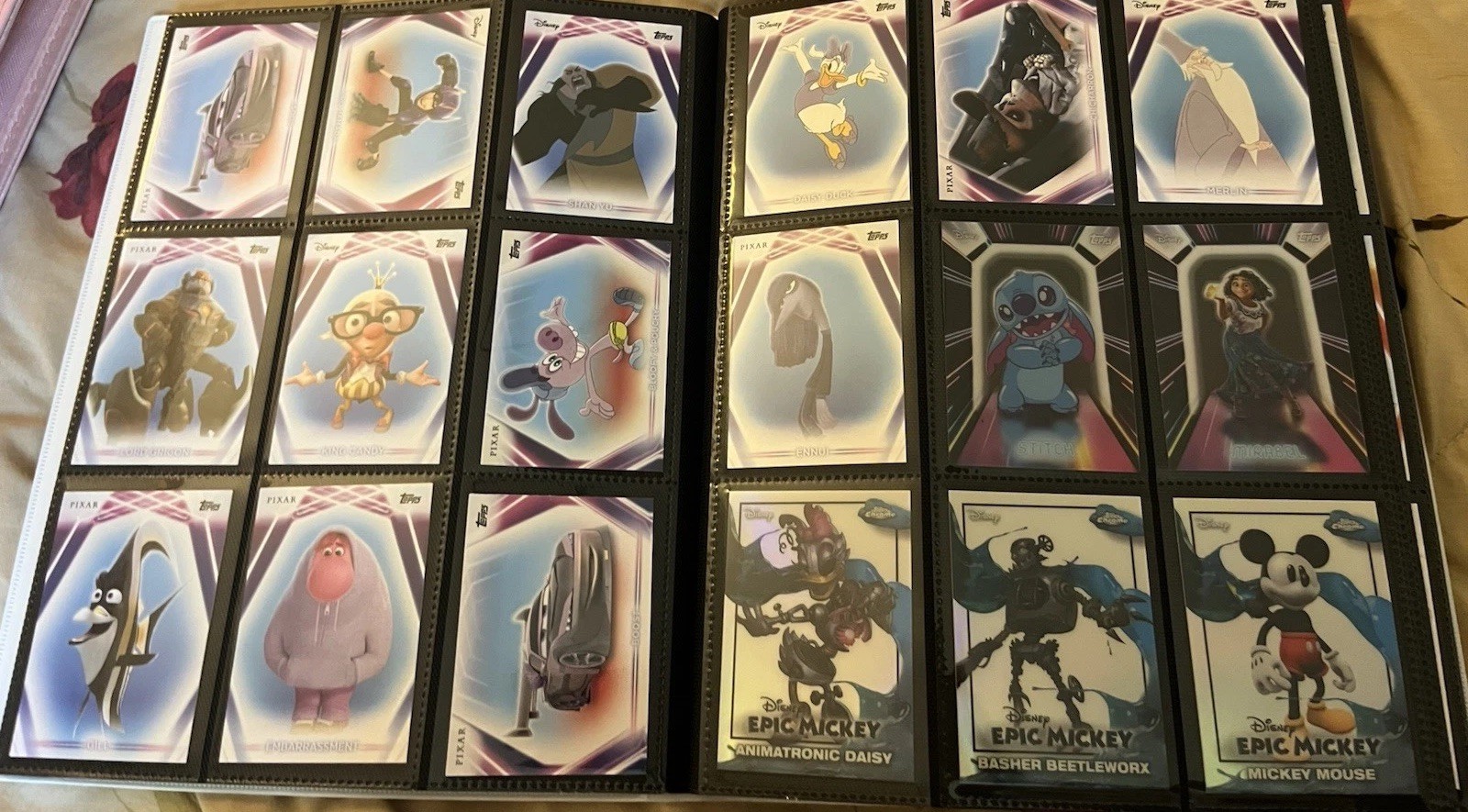 360  Topps Chrome/Neon Disney Trading Cards Near Mint Condition With Binder