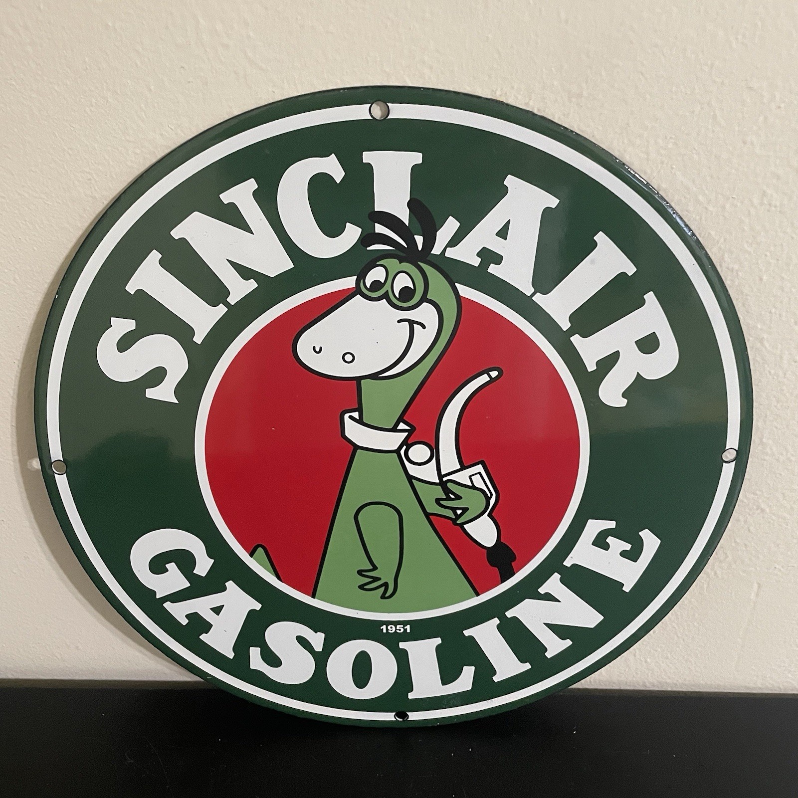VINTAGE SINCLAIR GREEN DINO GASOLINE OIL PORCELAIN SIGN