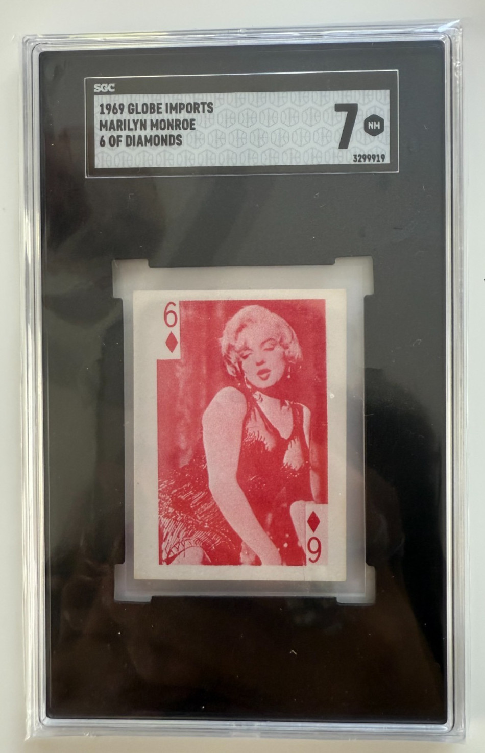 RED 1969 Globe Imports Marilyn Monroe 6 of Diamonds Rare Red Variation PSA 7
