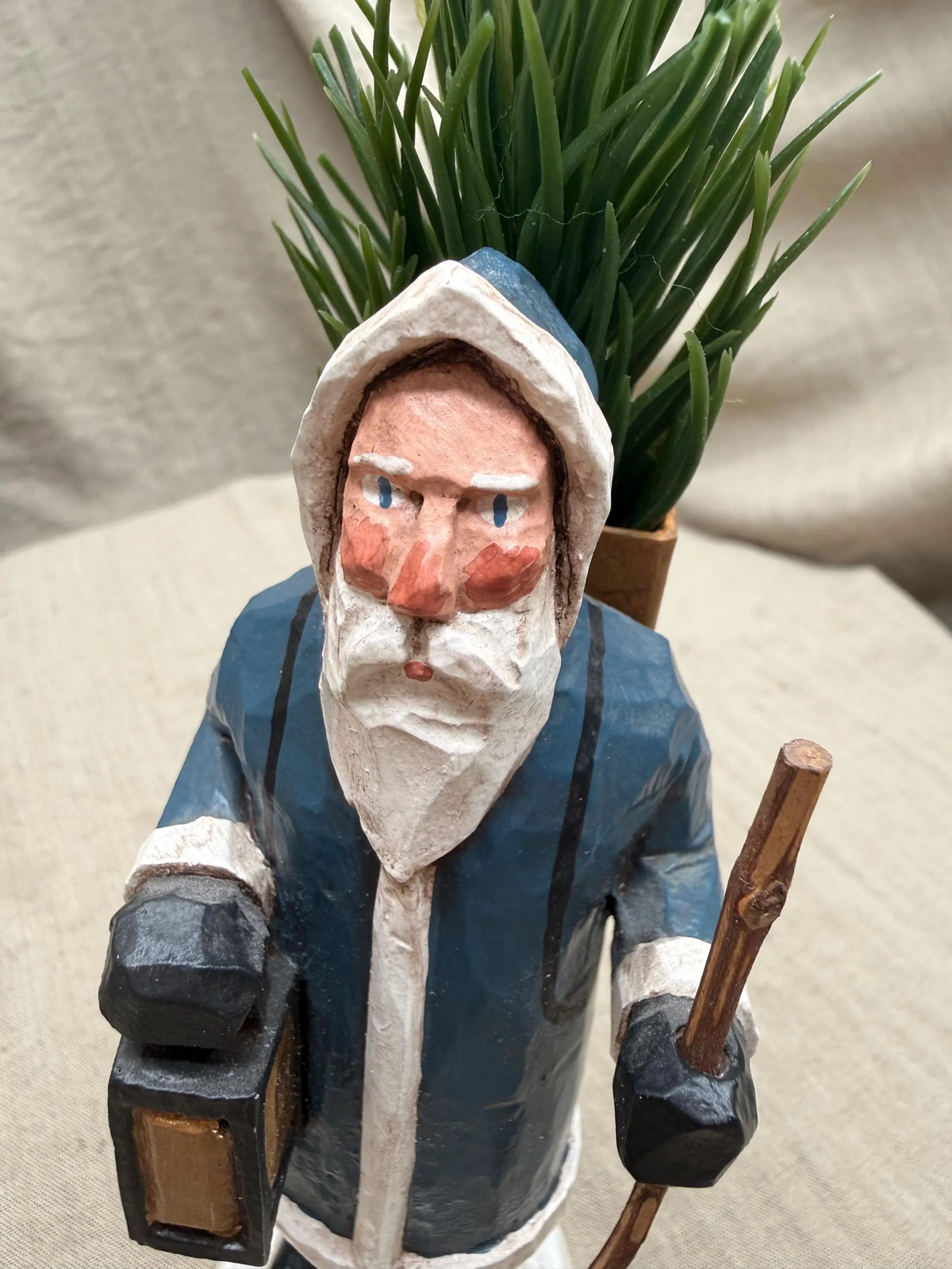 Vintage 1996 Christopher La Montagne Hand Carved Belsnickel Santa Folk Art (6 in