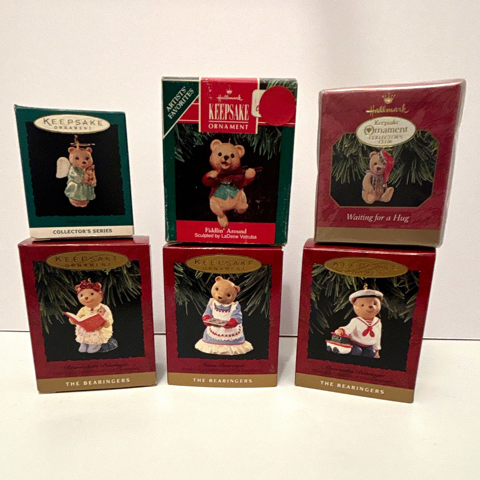 Hallmark Christmas Ornaments - The Bearingers & Bear Themed Lot of 6