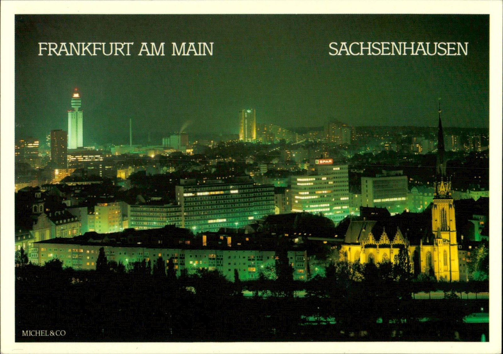 Michel & Co Postcard Frankfurt am Main Sachsenhausen NightView FotoStudio