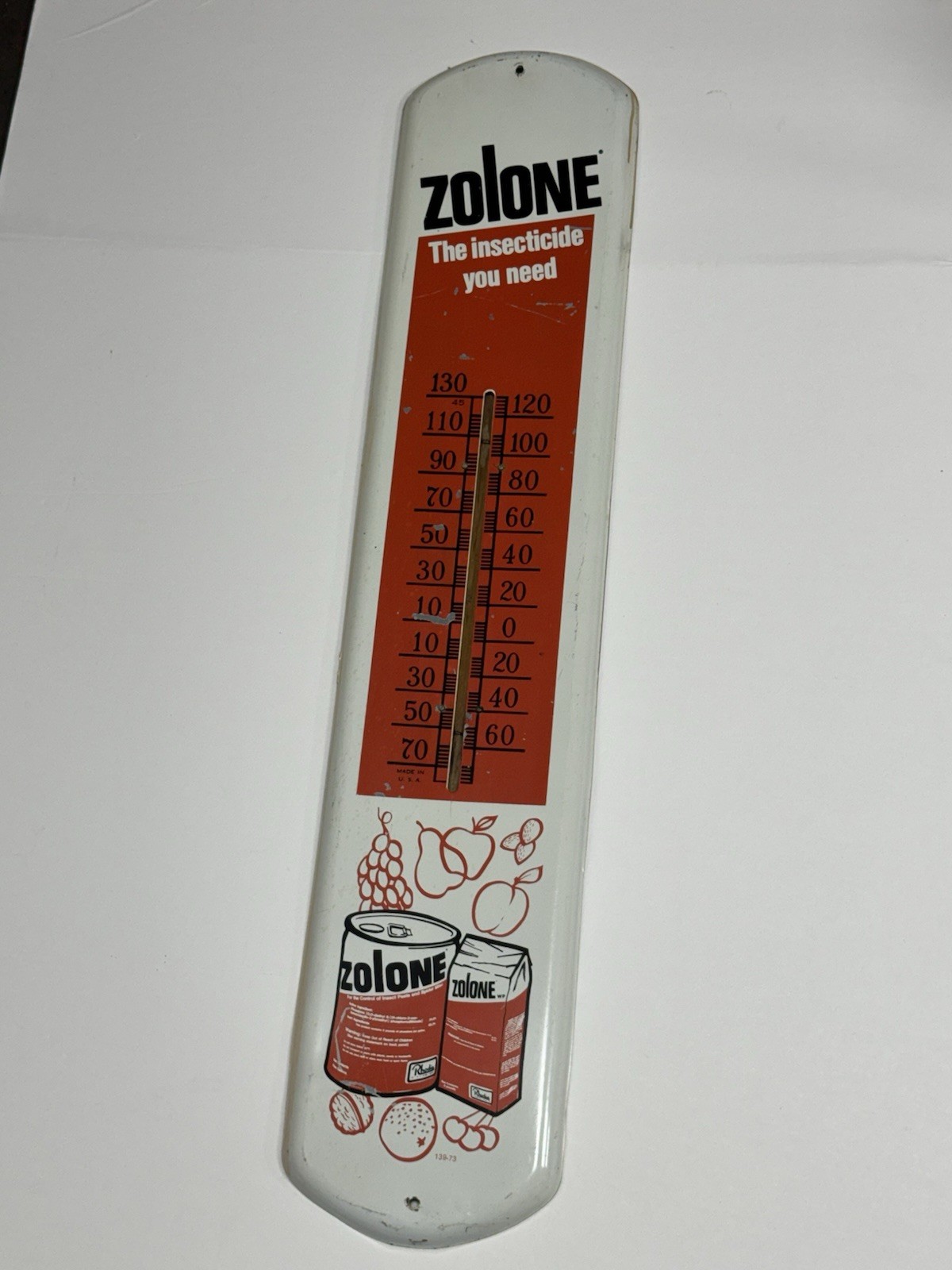 Vintage Zolone Insecticide Promotional Advertising Thermometer Sign 1973 Rare