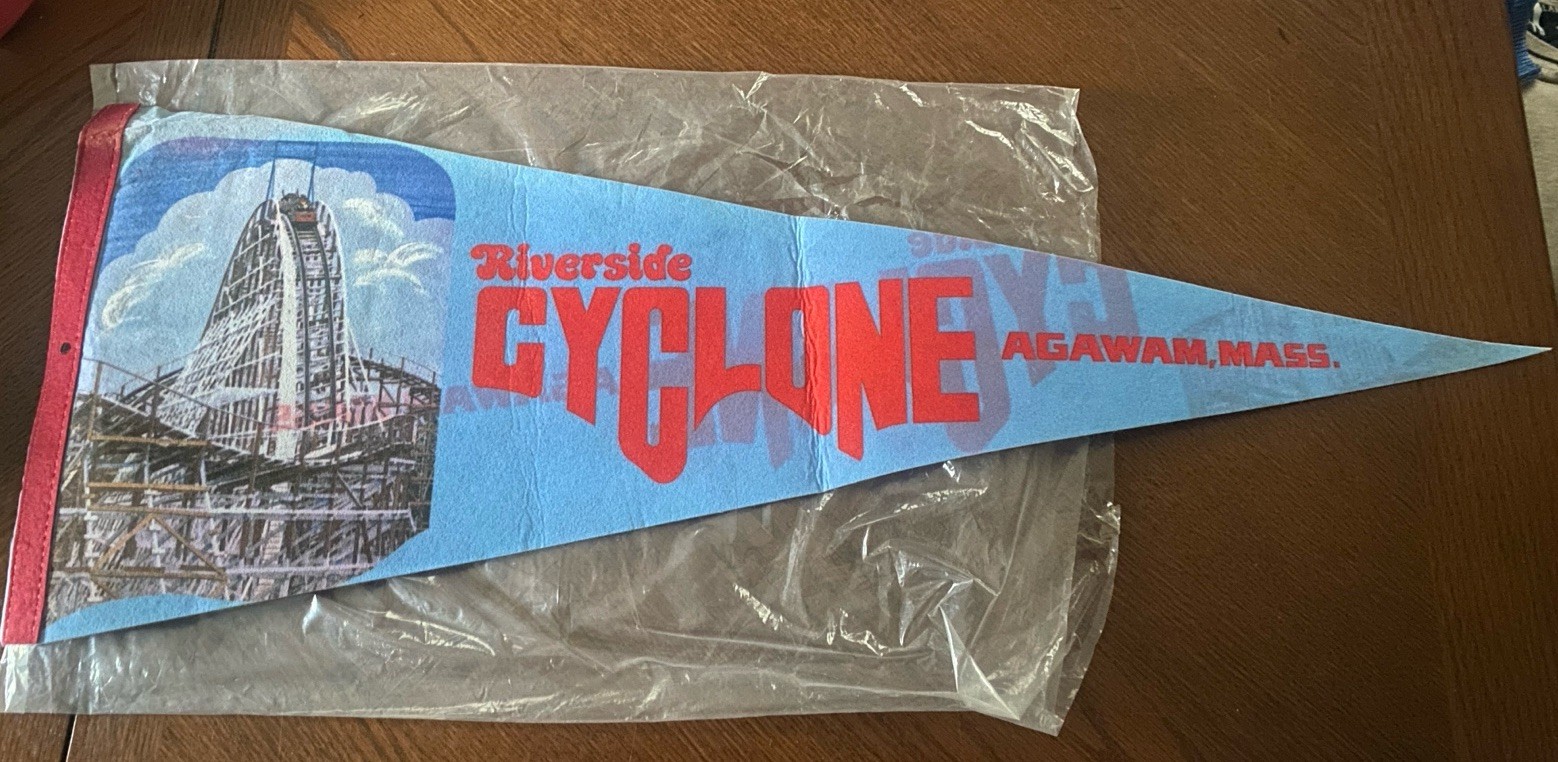 Vintage Riverside Cyclone Pennant • Agawam Mass Roller Coaster