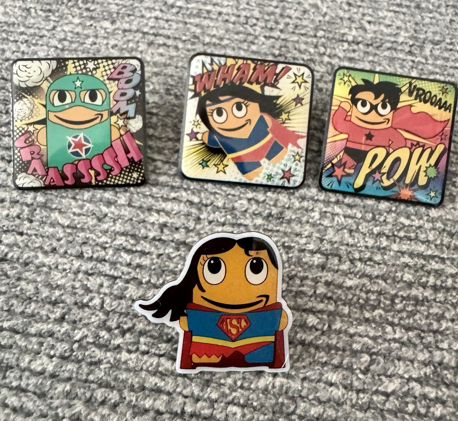 Amazon Employee Superhero Peccy Pins. Set of Four. Brand New