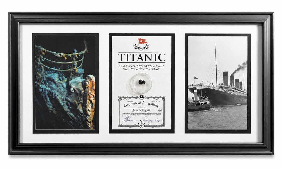 Titanic Coal Artifact | Framed Display | 15x8 | w/ COA | Genuine Wreck Artifact