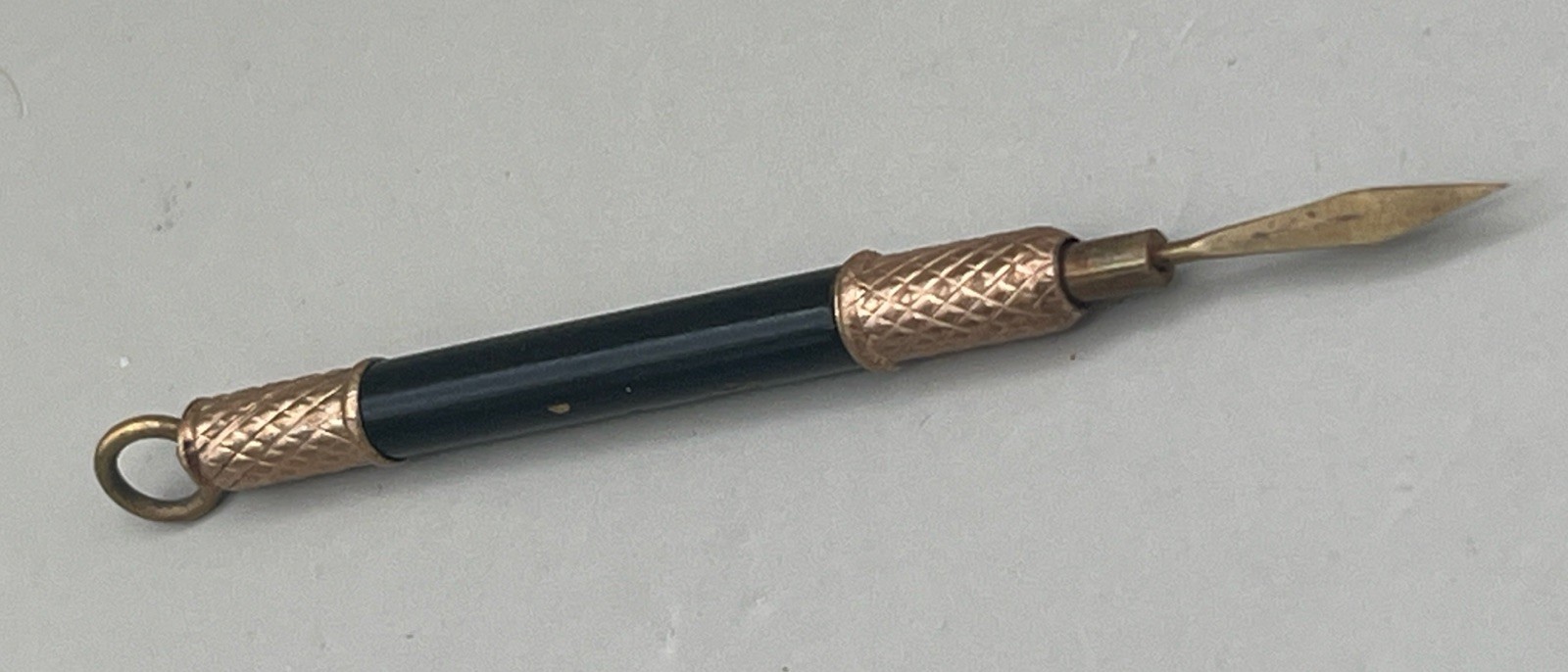 Antique Mechanical Chatelaine Toothpick~Retractible Victorian Era Gold Tone