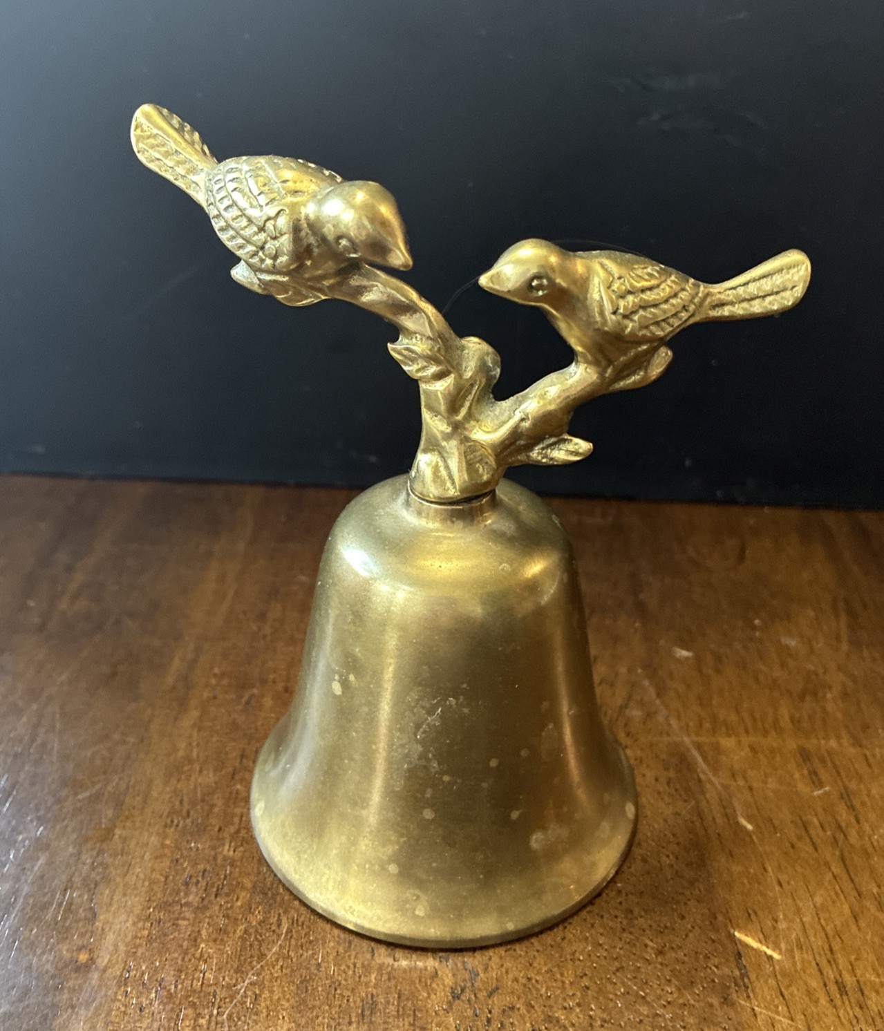 Solid Brass Bell with 2 Birds on Decorative Handle. 4 1/2\