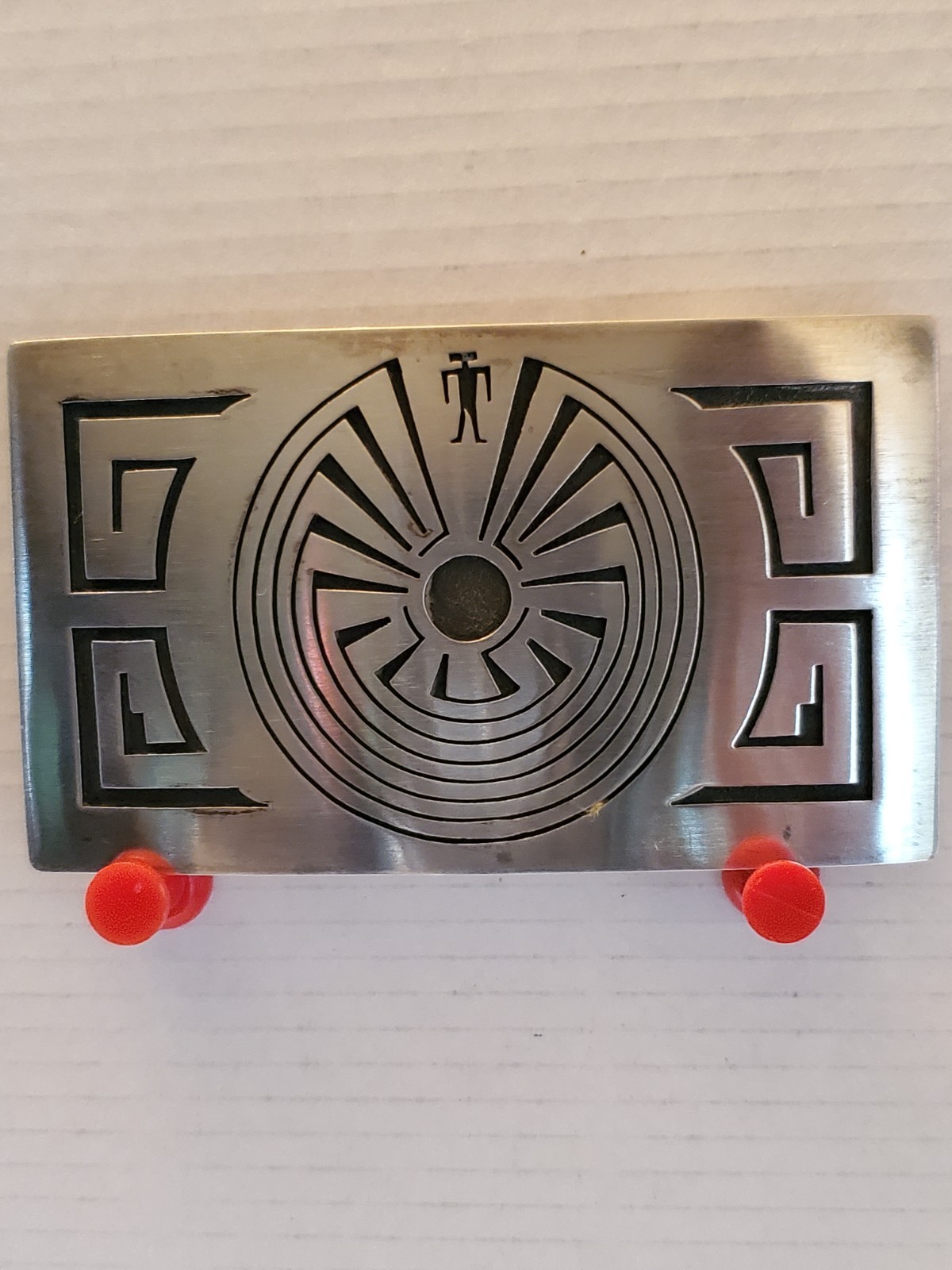 Man in the Maze by Arthur Allen Lomayestewa Hopi sterling silver belt buckle
