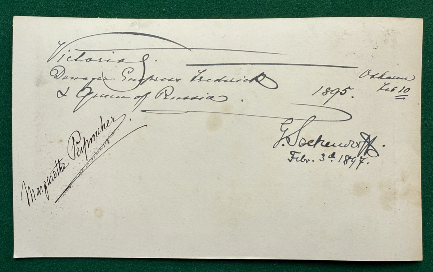Antique Signed Page Empress Victoria Frederick Hohezollern Germany Seckendorff