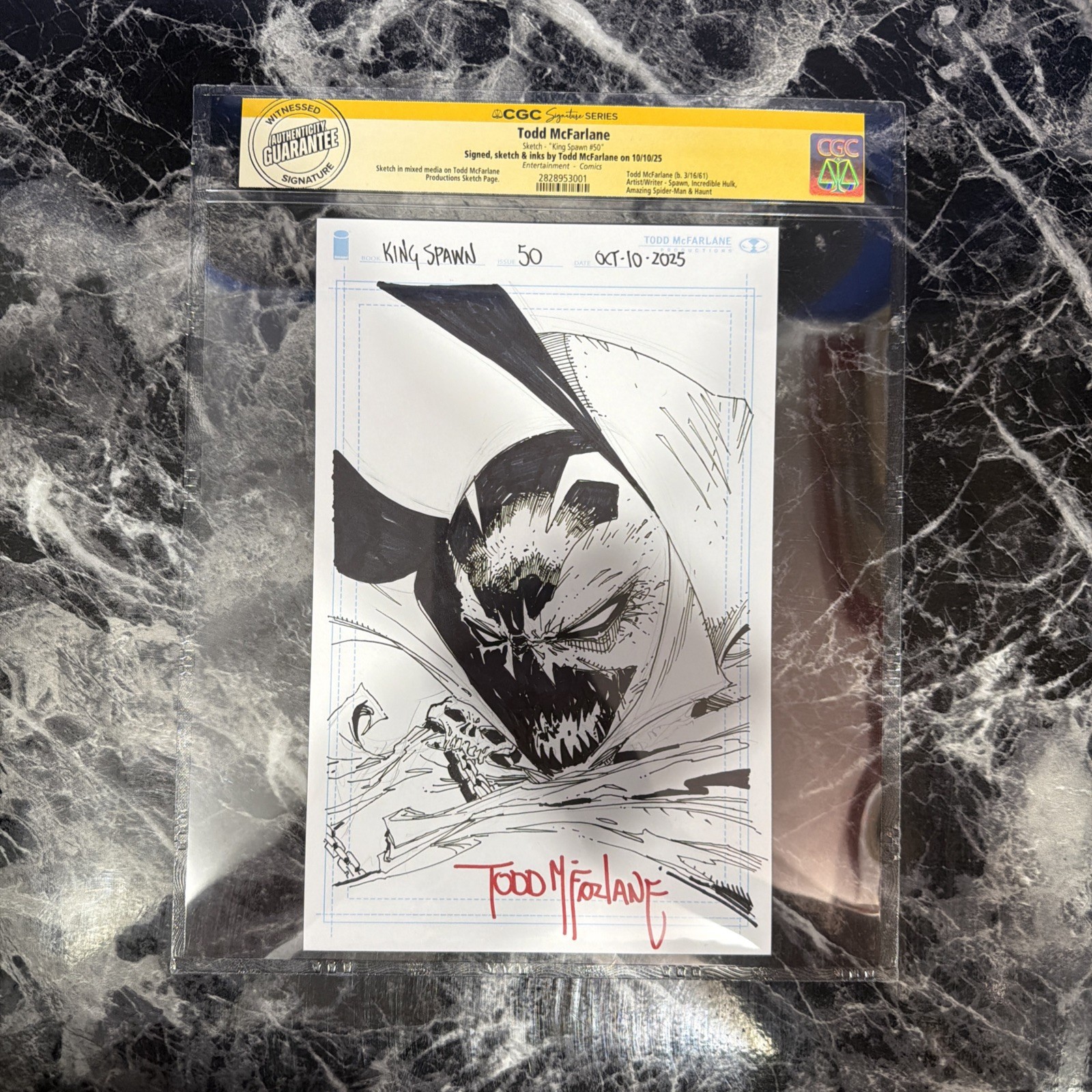 King Spawn #50 1:1000 1 Of 1 Sketch Signed Todd McFarlane CGC Authenticated