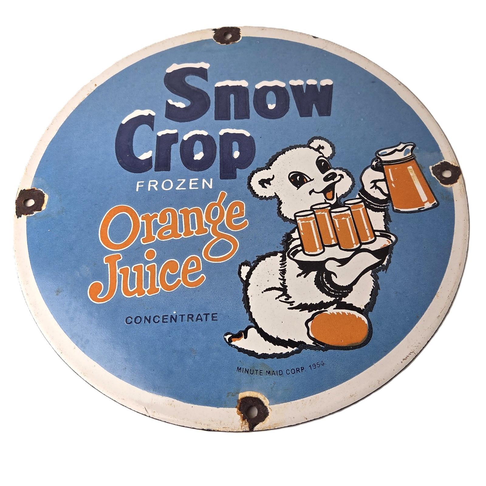 Vintage Snow Crop Sign - Orange Juice Piggly Gas Oil Pump Sign