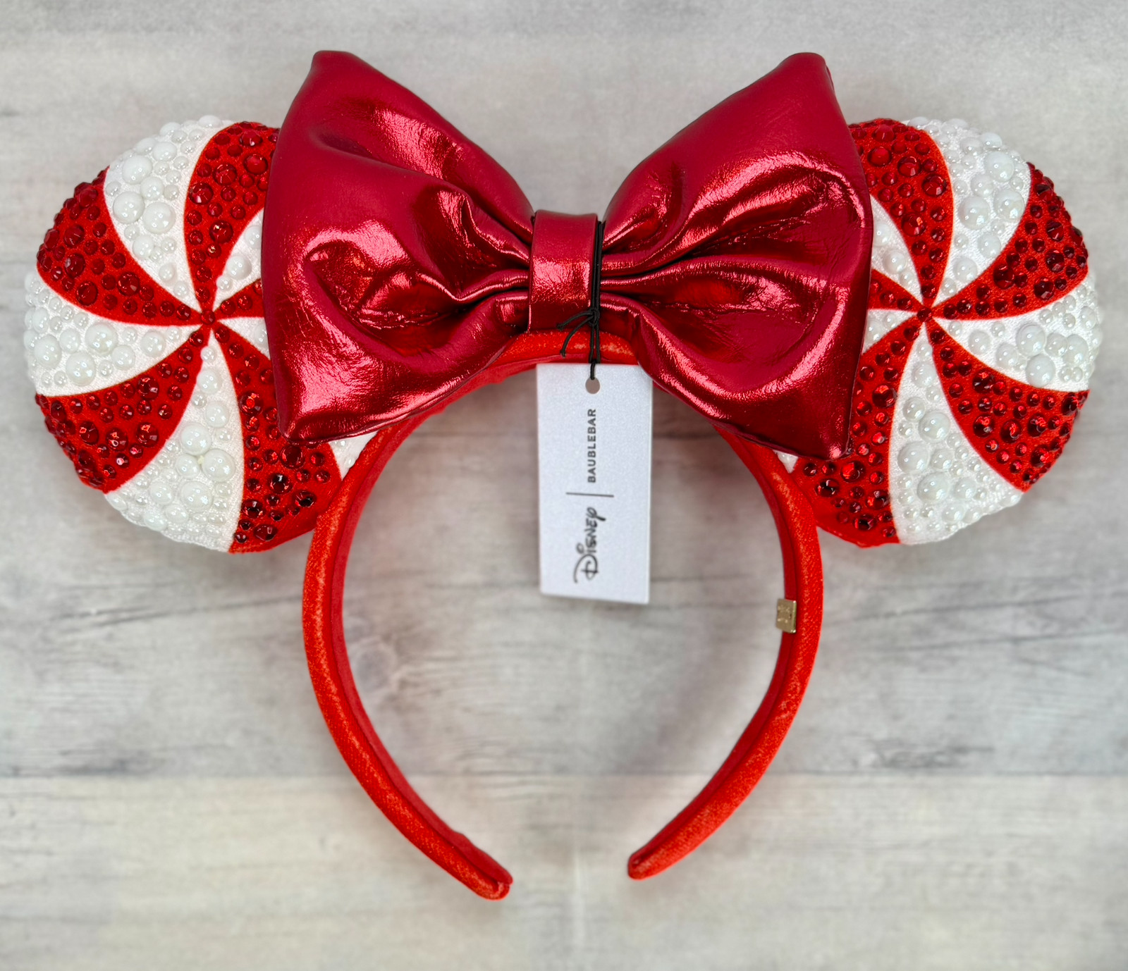 BaubleBar Disney CHRISTMAS Minnie CANDY CANE PEPPERMINT Mouse Ears Headband HTF