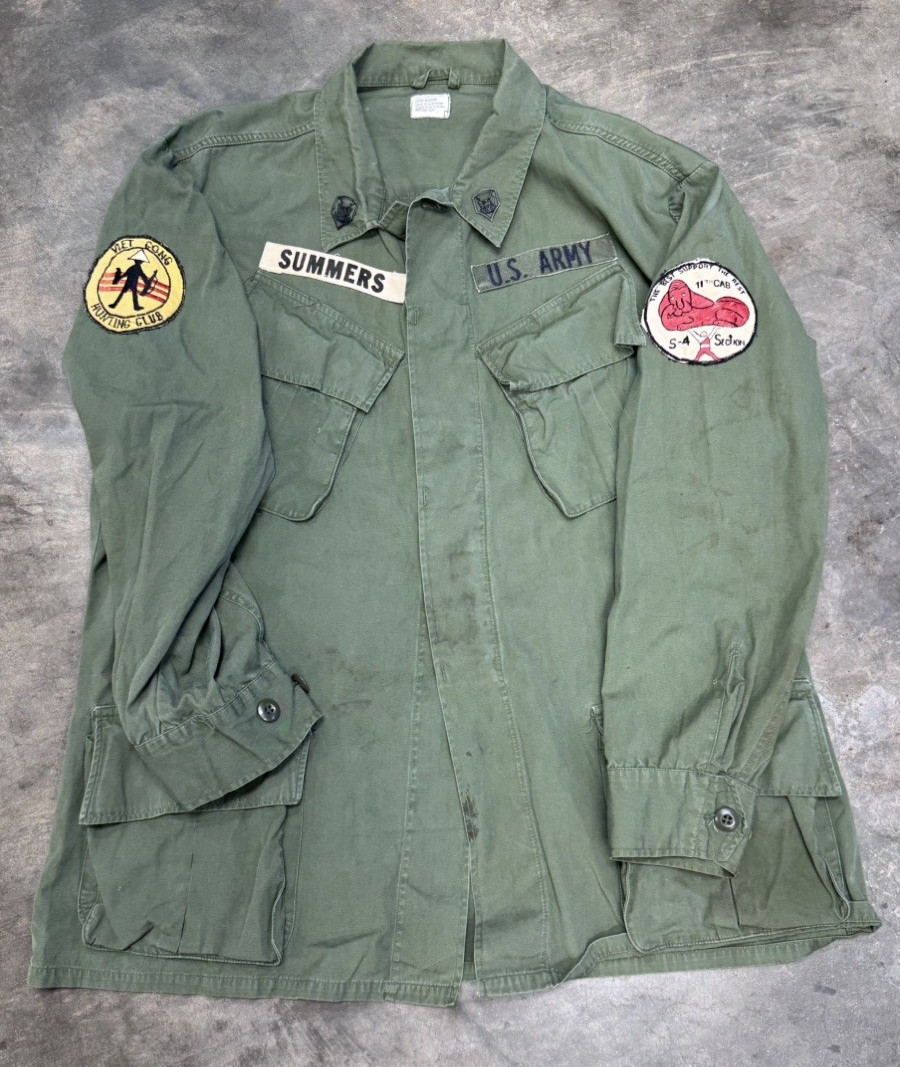 ​Vintage 1967 Vietnam War OG 107 Jungle Jacket Large Regular VC Hunting Club