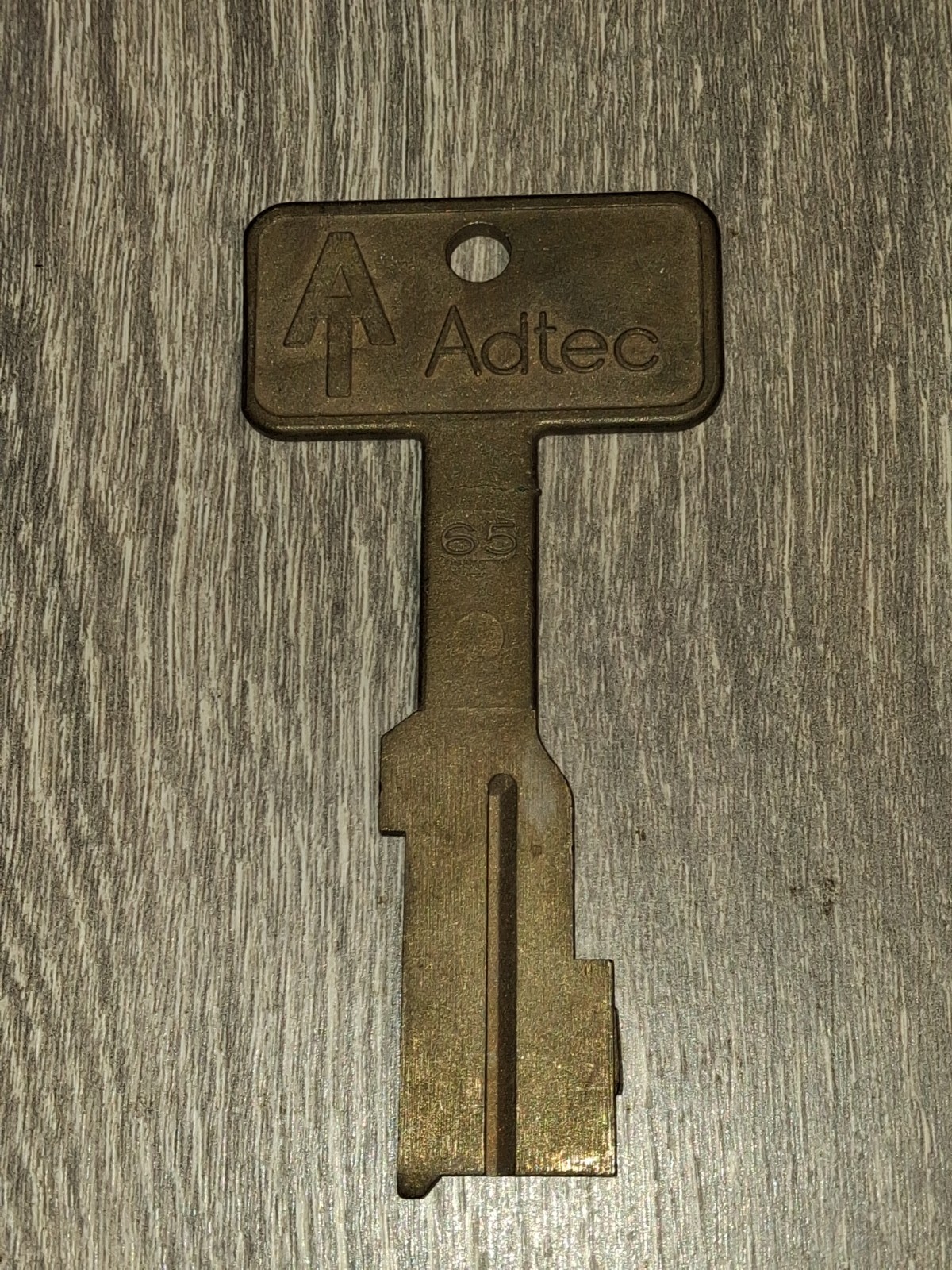 Vintage Adtec Solid Brass Prison Jail Key 